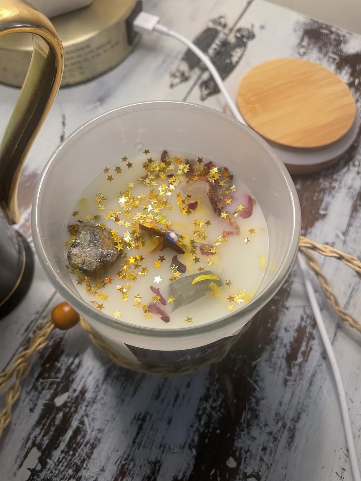 DANCING BEAR Leo Zodiac Healing Crystals Gift Set (14 Pc): 9 Stones, 18K Gold-Plated Constellation Necklace, Meteorite, Succulent Candle, Palo Santo Smudge Stick, and Info Guide, Made in The USA - Customer Photo 2