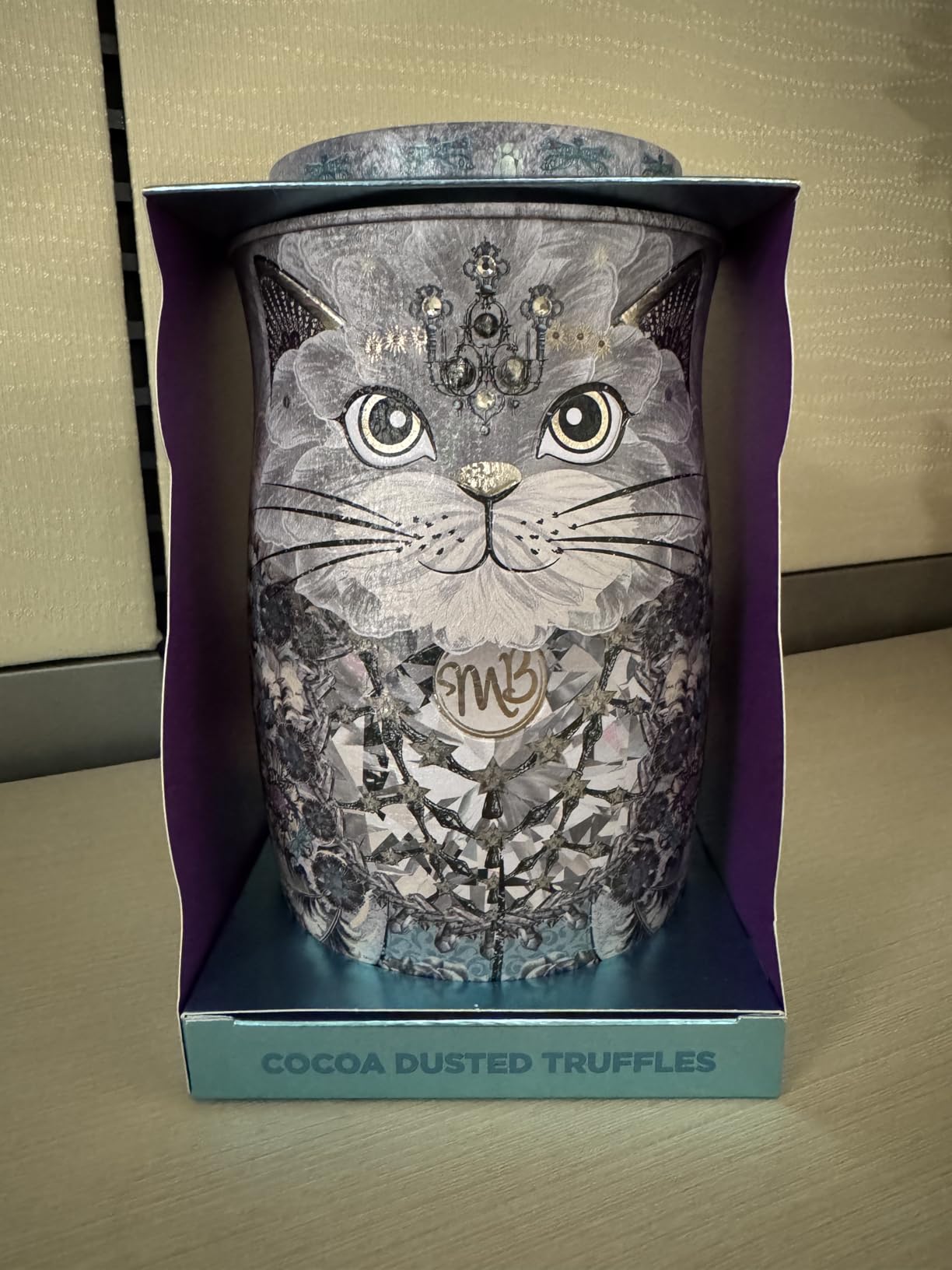 Monty Bojangles Vegan Cocoa Dusted Chocolate Truffles Cat Tin (Midnight Prince - 4.7oz) Cocoa Nib Night Flavored Luxury Vegan Truffles - Collectable Chocolate Gift Box With Bespoke Design - Customer Photo 3