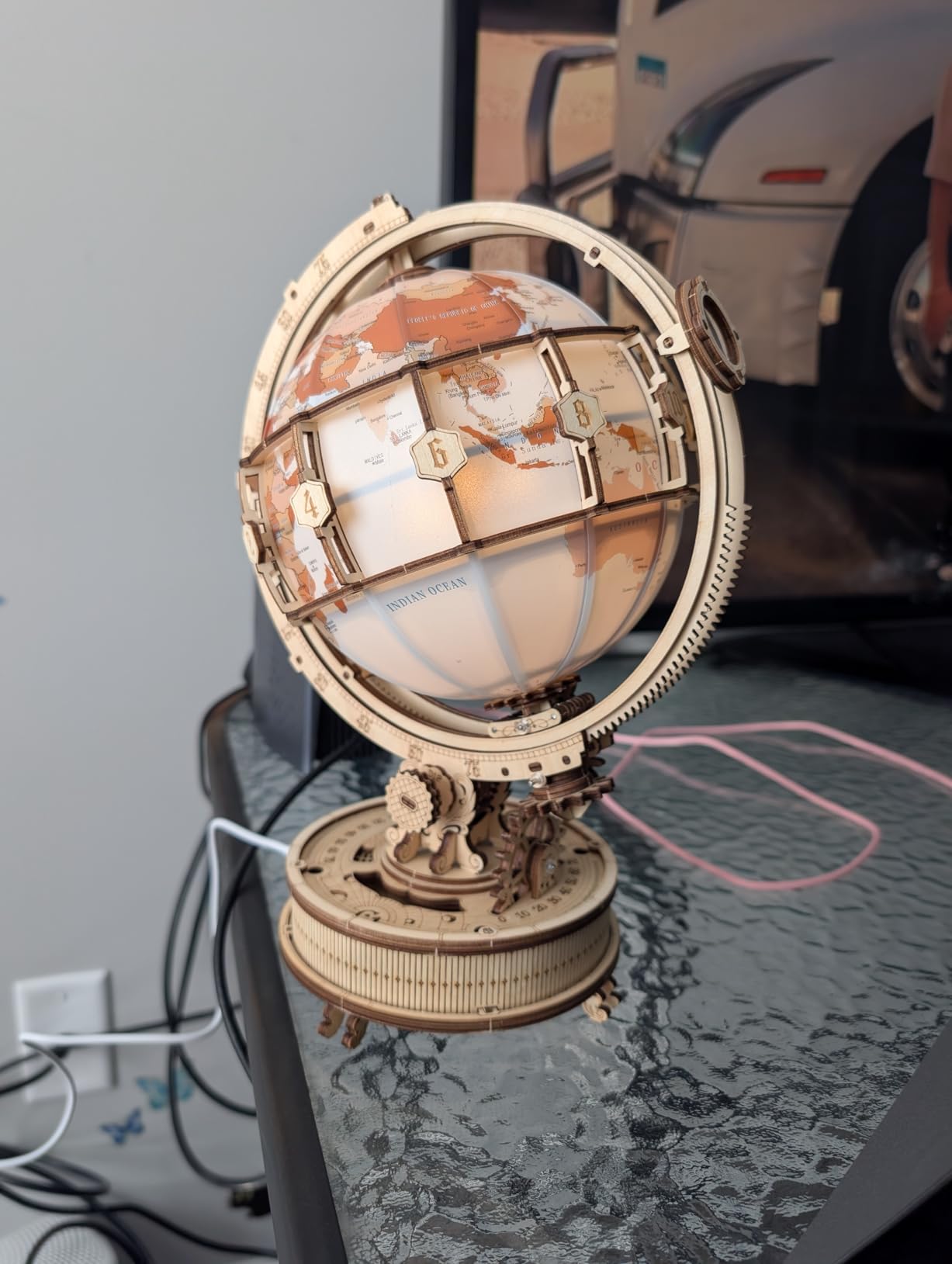 ROKR 3D Wooden Puzzles for Adults Illuminated Globe with Stand 180pcs 3D Puzzles Built-in LED Model Kit Hobby Gifts for Adults Home Decor Customer Review ROKR 3D Wooden Puzzles for Adults Illuminated Globe with Stand 180pcs 3D Puzzles Built-in LED Model Kit Hobby Gifts for Adults Home Decor - Customer Photo 1