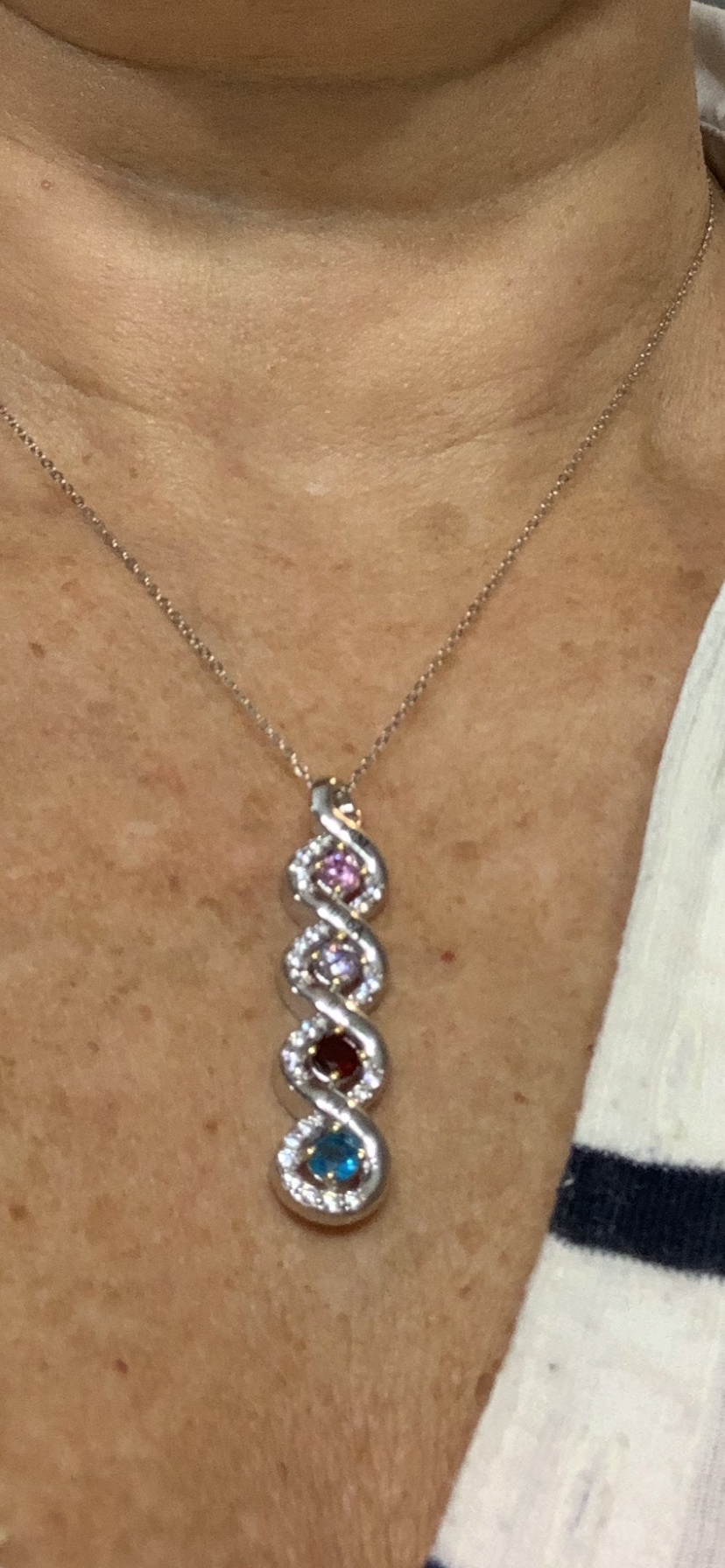 GLAMCARAT Minimalist 925 Sterling Silver necklace with birthstones mothers jewelry personalized engraved necklace for women gift for mom sister daughter grandma family jewelry custom pendant - Customer Photo 1