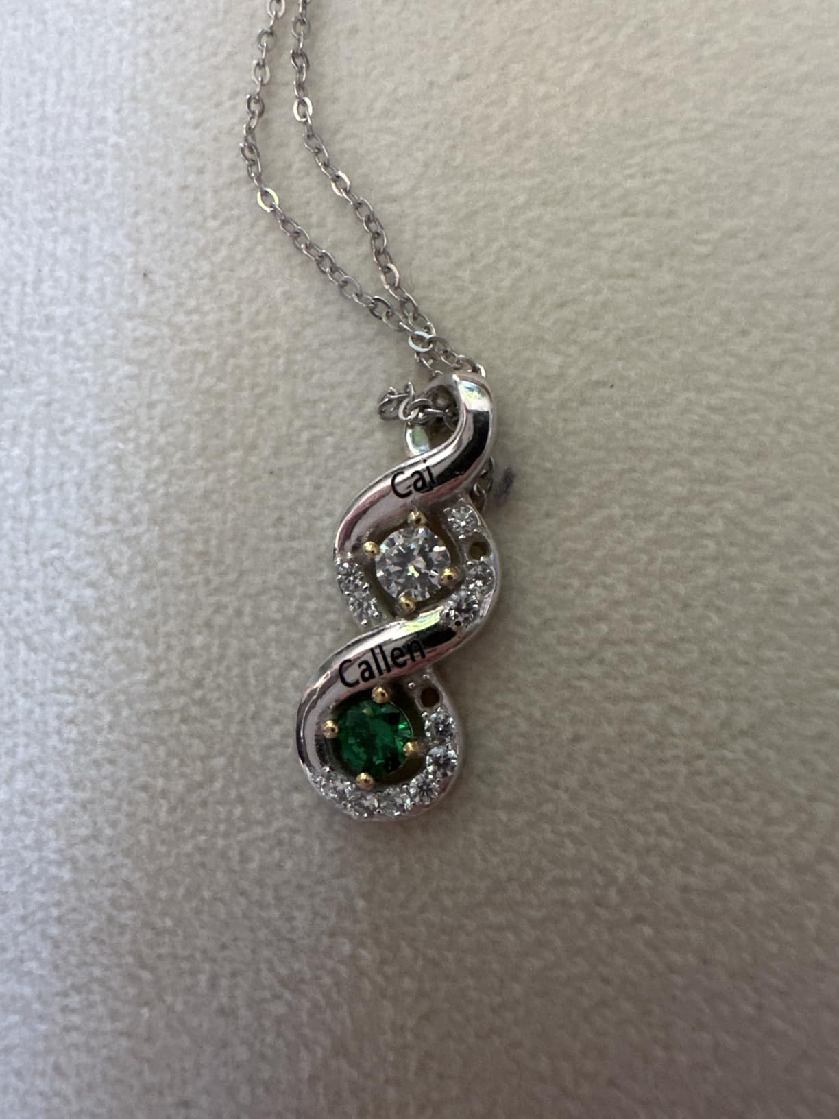 GLAMCARAT Minimalist 925 Sterling Silver necklace with birthstones mothers jewelry personalized engraved necklace for women gift for mom sister daughter grandma family jewelry custom pendant - Customer Photo 2