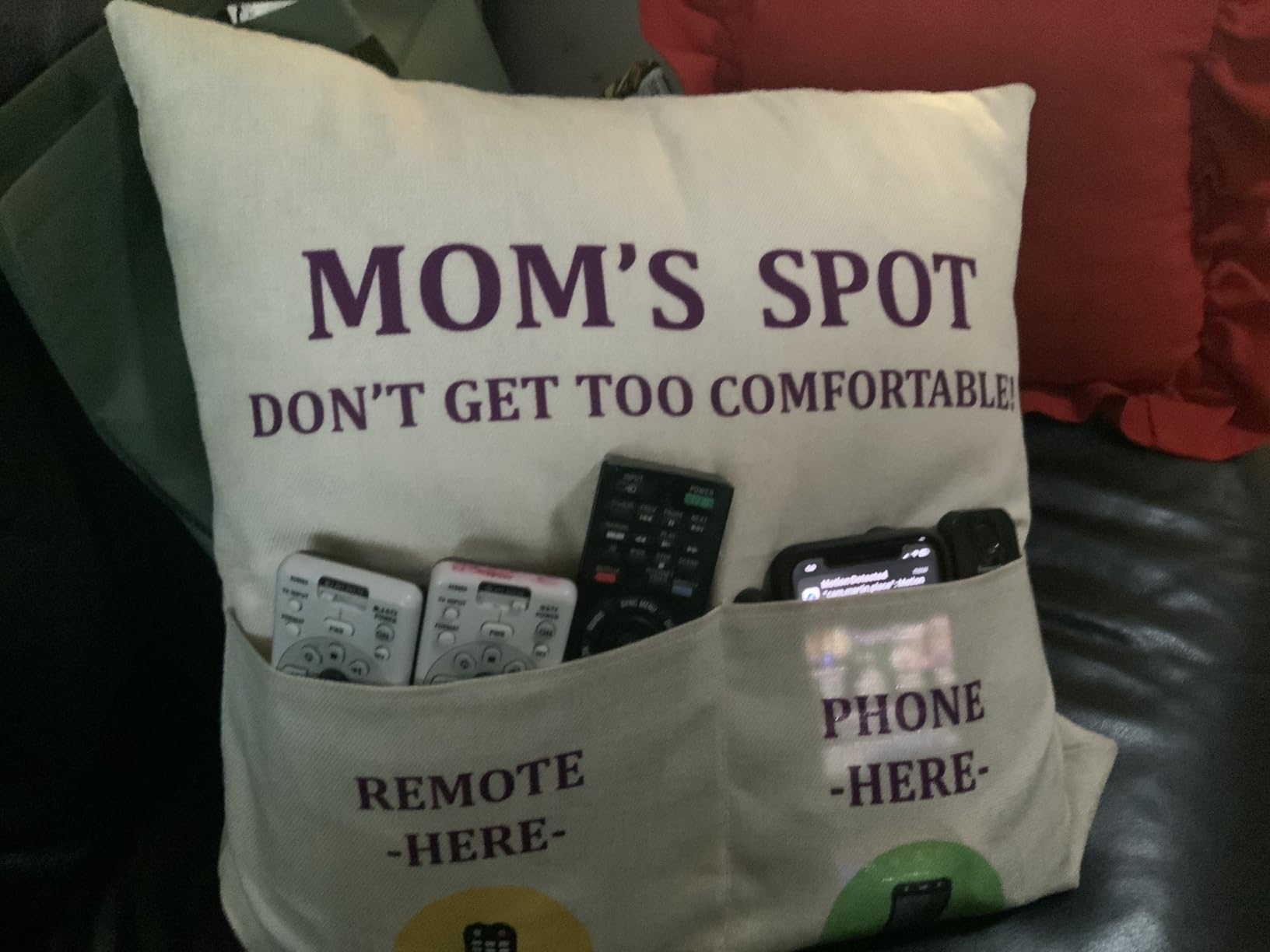 Grandpa Gifts,2-Pocket Grandpa's Spot Throw Pillow Covers 18x18 Inch + Engraved Spoon, Fathers Day Birthday Christmas Thanksgiving Day Gifts for Papa, Granddad - Customer Photo 2