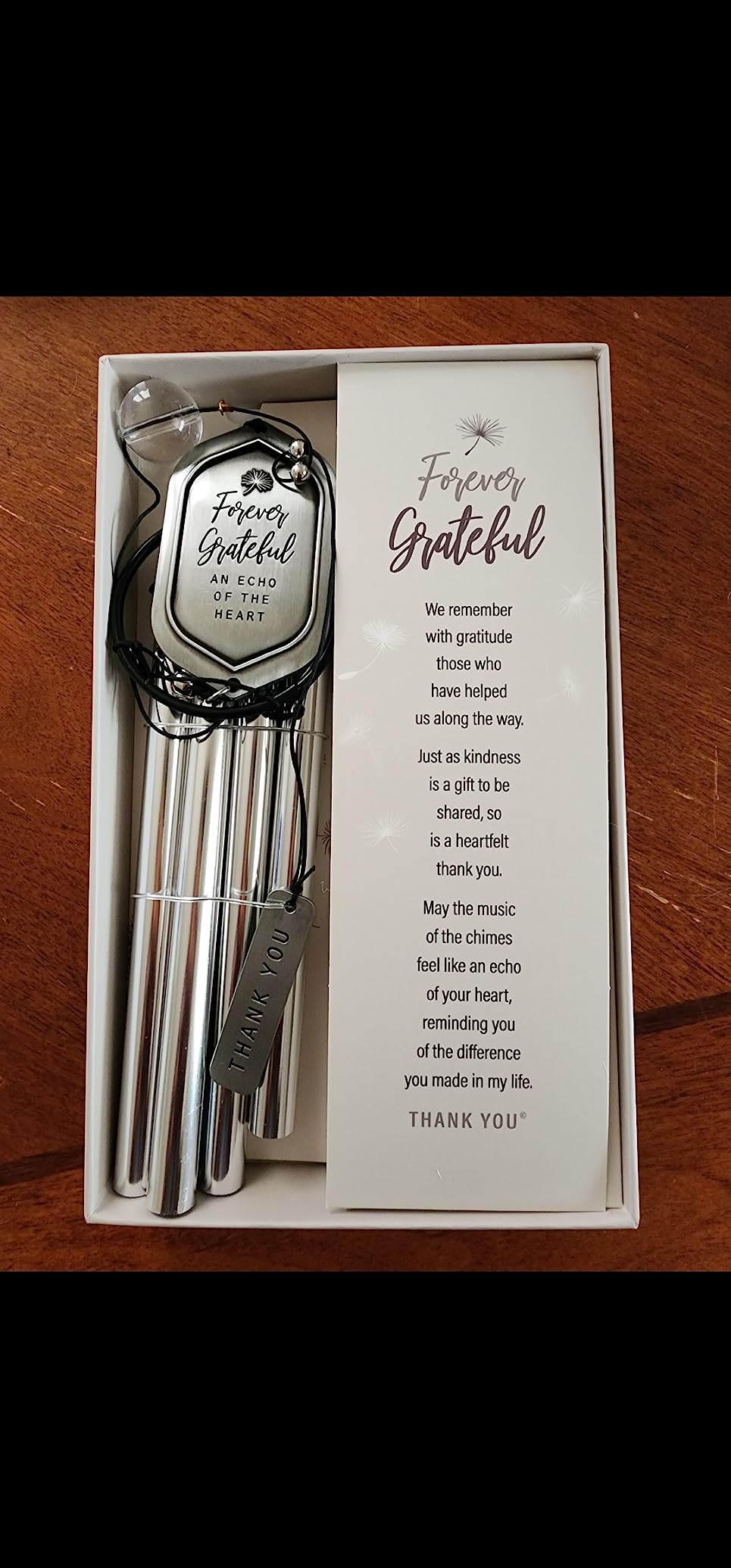 Forever Grateful Wind Chime with Engraved Thank You Message - Unique Gift of Gratitude/Appreciation Gift/Thank You Gift for Special Friend/Family/Coworkers/Teachers/Mentor - Customer Photo 1