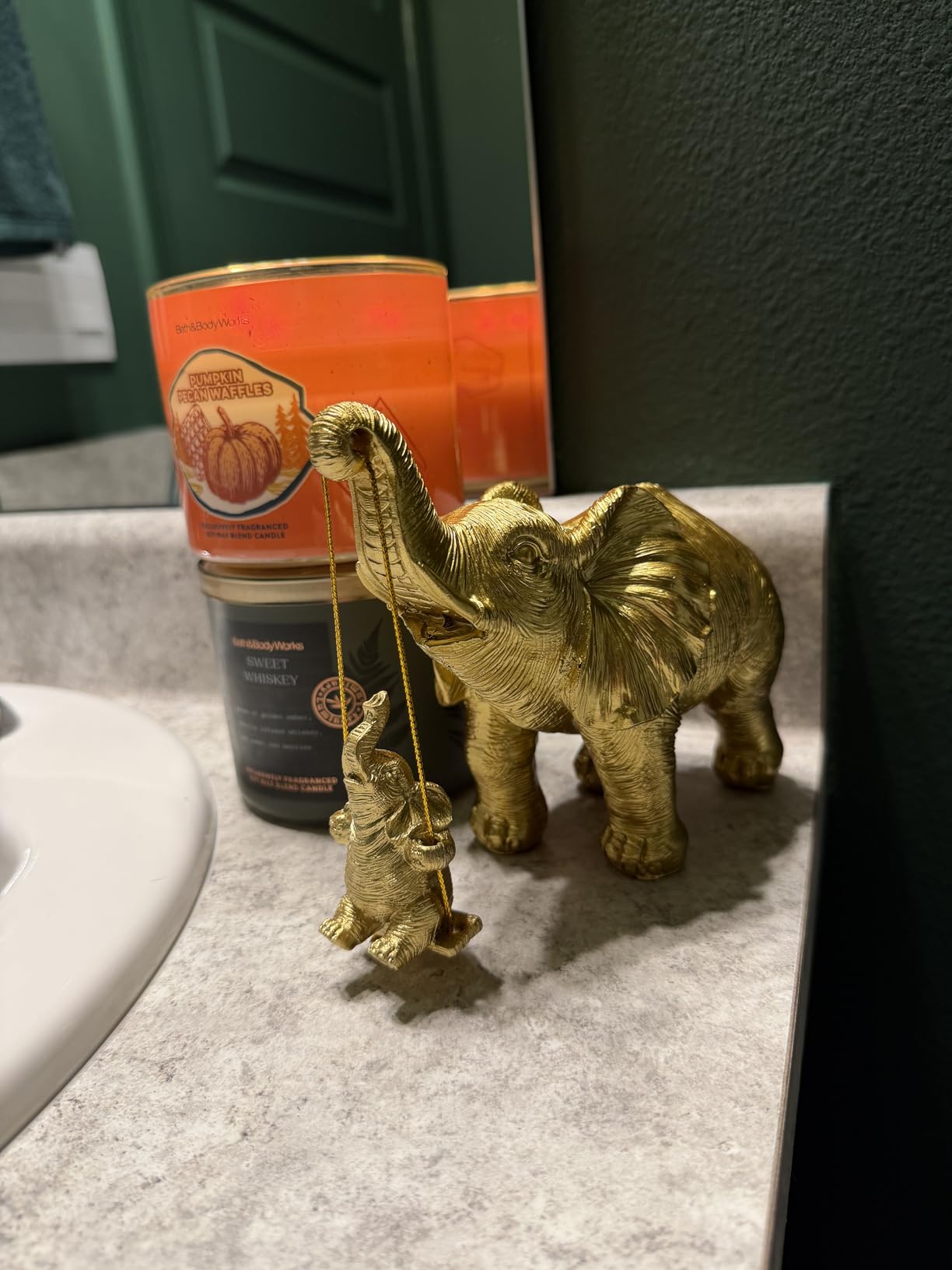 Elephant Statue. Elephant Decor Brings Good Luck, Health, Strength. Elephant Gifts for Women, Mom Gifts. Decorations Applicable Home, Office, Bookshelf TV Stand, Shelf, Living Room - Silver - Customer Photo 2