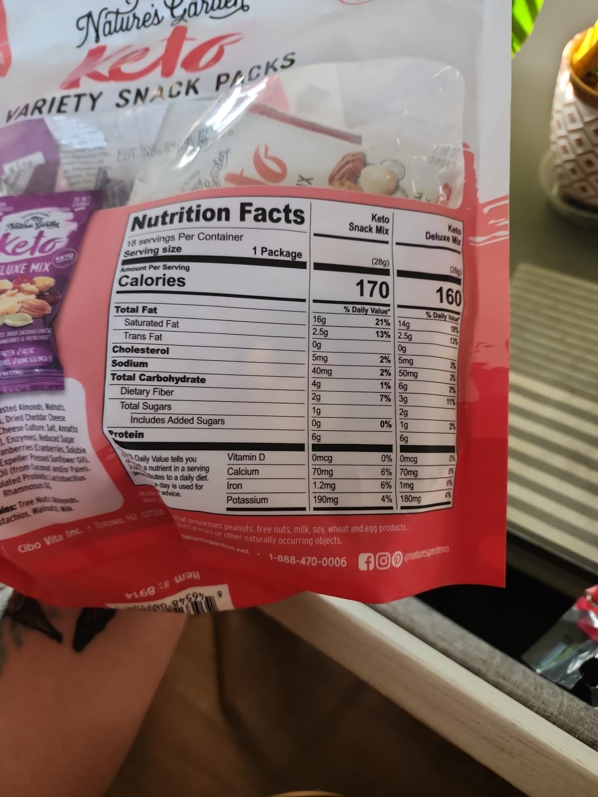 Nature's Garden Keto Variety Snack Packs – Keto Snack Mix, Keto Deluxe Mix, Heart Healthy Nuts, Probiotic Cheese Balls, Mixed Nuts, Gluten-Free, Energy Boost, Healthy Snacks– 1 Oz Bags (18 Individual Servings) Customer Review Nature's Garden Keto Variety Snack Packs – Keto Snack Mix, Keto Deluxe Mix, Heart Healthy Nuts, Probiotic Cheese Balls, Mixed Nuts, Gluten-Free, Energy Boost, Healthy Snacks– 1 Oz Bags (18 Individual Servings) - Customer Photo 2