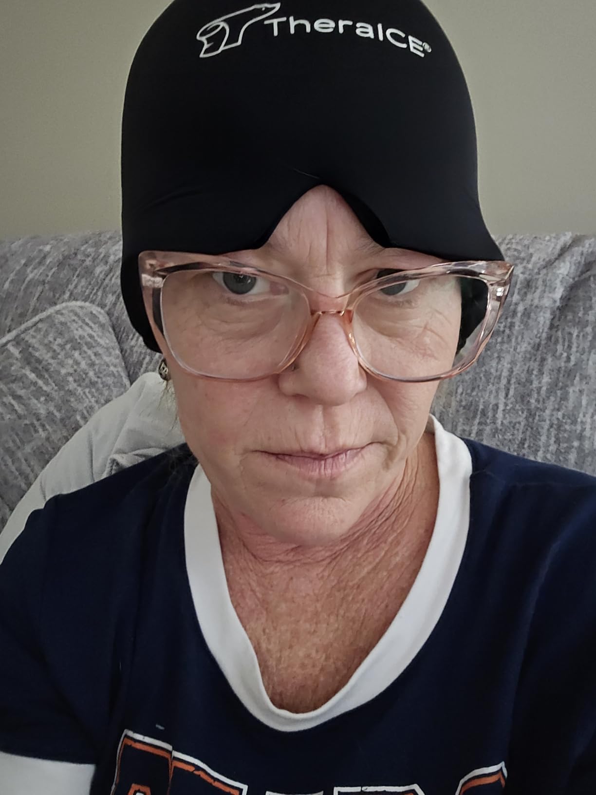 TheraICE Headache Relief Cap, Migraine Ice Pack Mask Products, Women Cooling Gel Hat, Face Cold Compress Head Wrap for Her Stress - Customer Photo 1