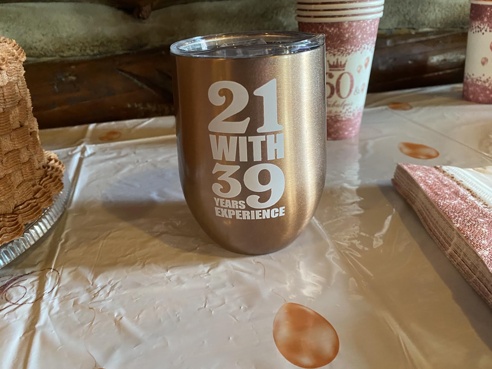 KLUBI 60th Birthday Gifts for Women - 21 With 39 Years Experience Gifts 12oz 60th Birthday Wine Tumbler 60th Birthday Decorations Women Gift Turning 60 th Birthday Gift Funny Mug - Customer Photo 1