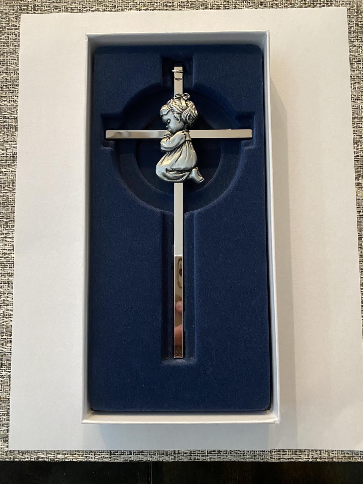 Baby Wall Cross Baptism Gifts for Boys, 7-inch Silver Blessing Boy Baptism Crosses for First Holy Communion Christening and Dedication Baptismal Gifts from Godparents - Customer Photo 2