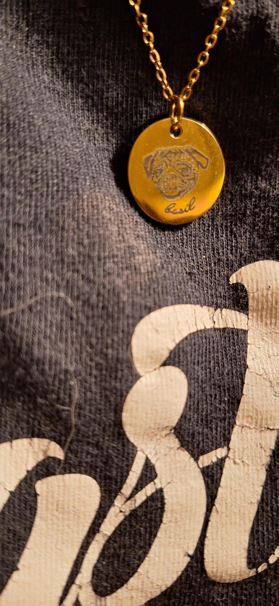 Anavia Personalized Pet Portrait Necklace, Handmade Memorial Jewelry Gift, Custom Round Disc Photo Engraved Necklace for Animal Lovers, Dog Mom, Dog Dad - Customer Photo 1