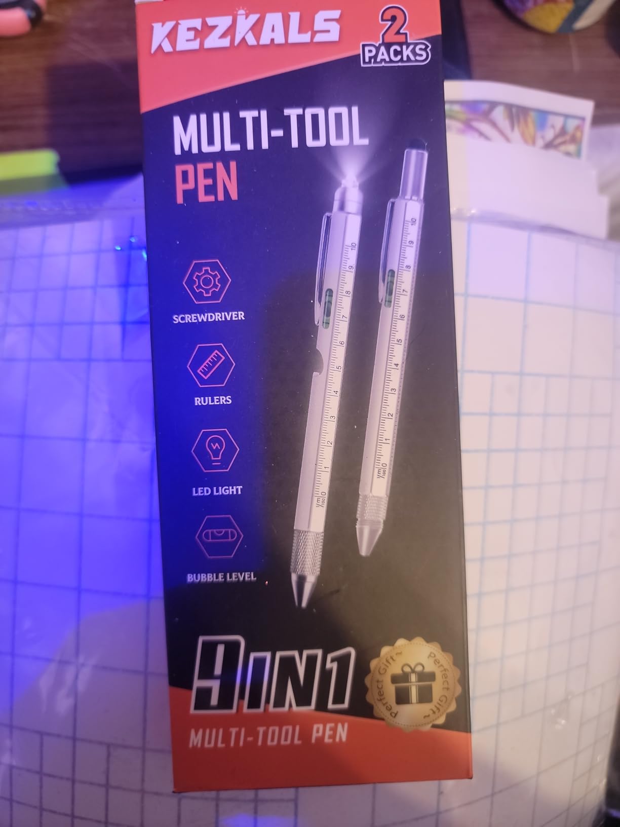 KEZKALS Mens Stocking Stuffers, 9 in 1 Multitool Pen Set Gifts for Men, Dad Christmas Gifts for Men, Mens Gifts for Dad Him Boyfriend Husband, White Elephant Birthday Gift's for Men's, Cool Gadgets - Customer Photo 2