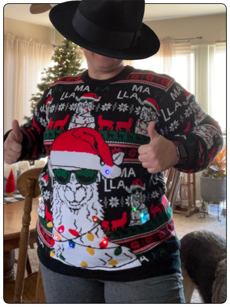 RAISEVERN Men's Light Up Ugly Christmas Sweater Knitted Pullover Tops - Customer Photo 2