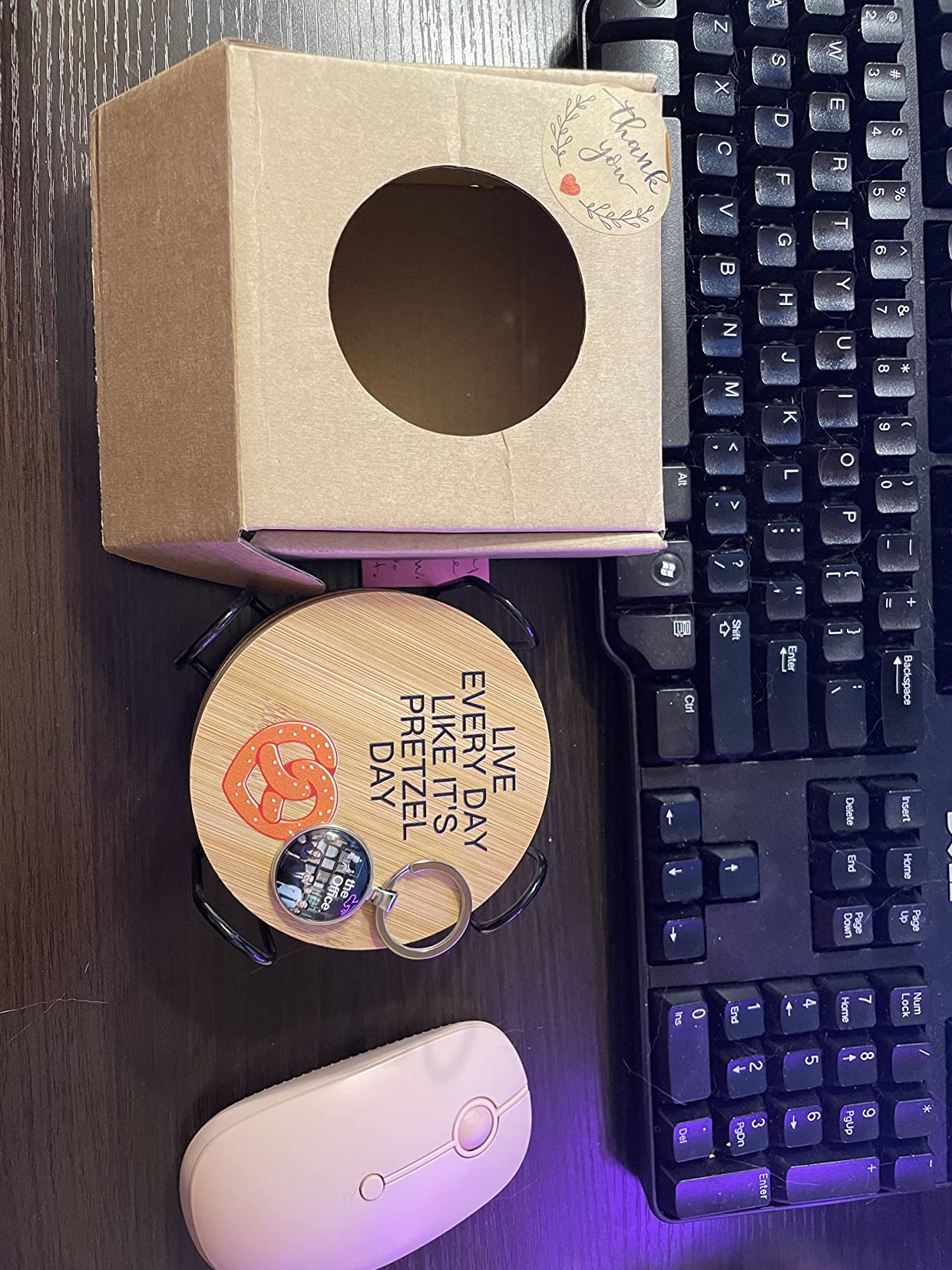 The Office Merchandise Coasters for Drink, Merch Gifts for TV Fans, Dunder Mifflin Kitchen Decor with Holder, House Warming Presents for Friends, Wooden Set, 6 Piece Customer Review The Office Merchandise Coasters for Drink, Merch Gifts for TV Fans, Dunder Mifflin Kitchen Decor with Holder, House Warming Presents for Friends, Wooden Set, 6 Piece - Customer Photo 1