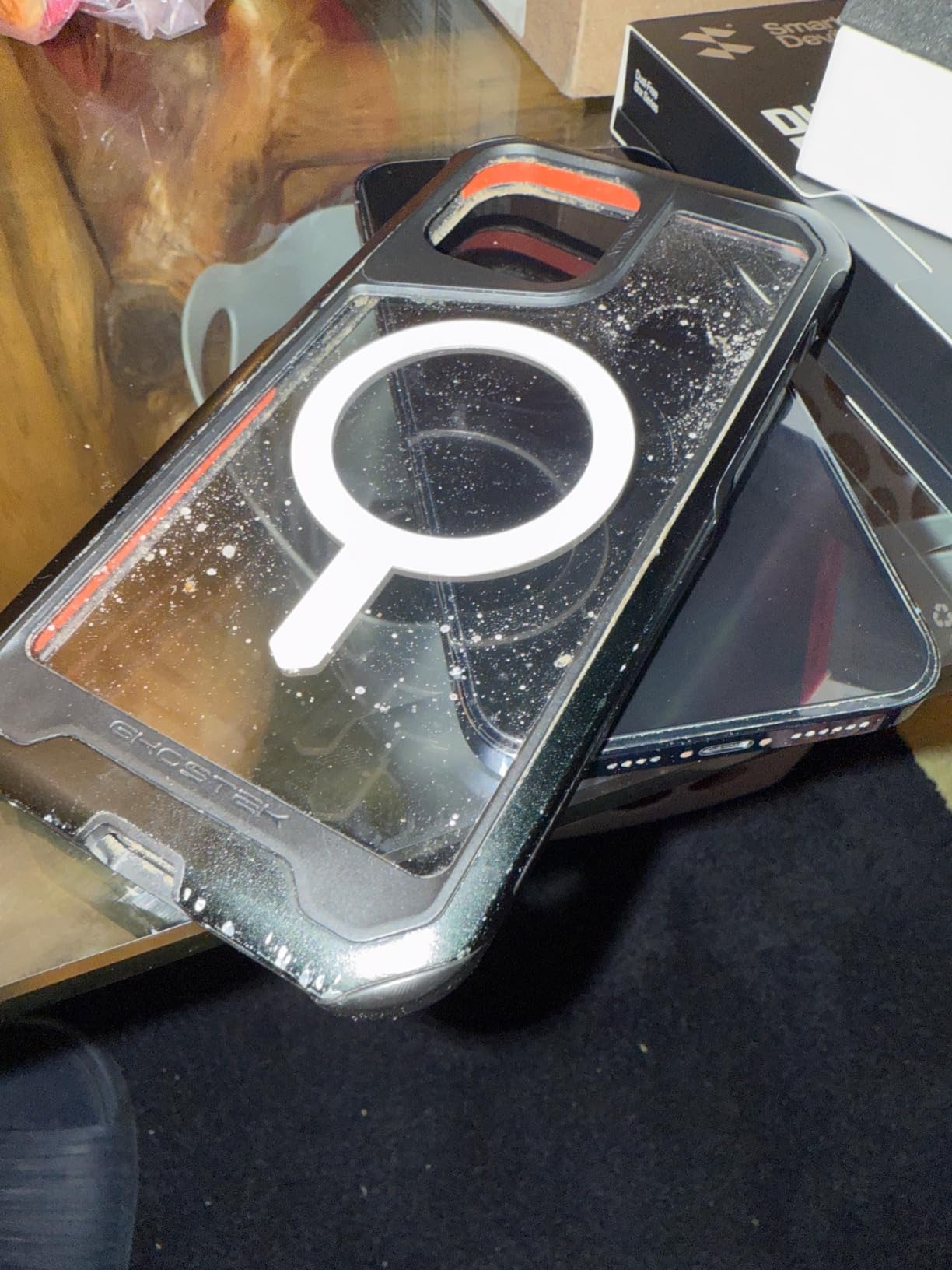 Ghostek ATOMIC slim iPhone 13 Phone Case with MagSafe Magnetic Ring and Clear Back Design Tough Heavy Duty Aluminum Metal Bumper Non-Slip Grip Covers Designed for 2021 Apple iPhone 13 (6.1 inch) (Red) - Customer Photo 2