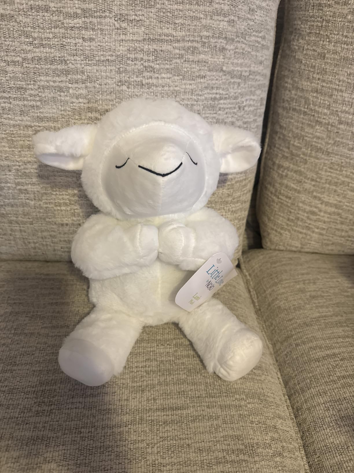 Little Love by NoJo Baptism White Plush Lamb with Praying Hands and Embroidered Cross - Customer Photo 2