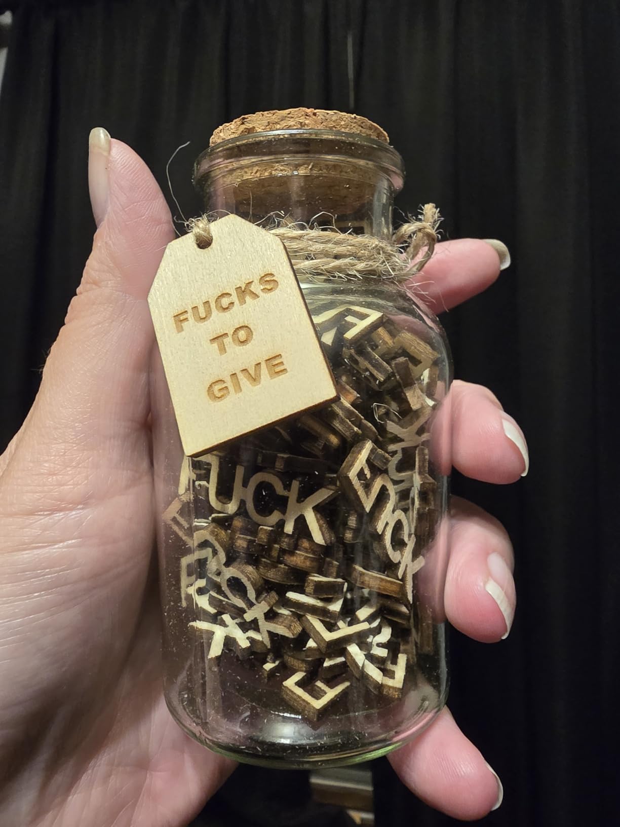 fuc k jar(5oz) Gift Jar,Fuc ks to Give,Fuc k Wooden Cutout Letter Piece Bad Mood Vent Spoof Birthday Day,Holiday, Thanksgiving Christmas Gifts to Friend,gag Funny Gift Customer Review fuc k jar(5oz) Gift Jar,Fuc ks to Give,Fuc k Wooden Cutout Letter Piece Bad Mood Vent Spoof Birthday Day,Holiday, Thanksgiving Christmas Gifts to Friend,gag Funny Gift - Customer Photo 1