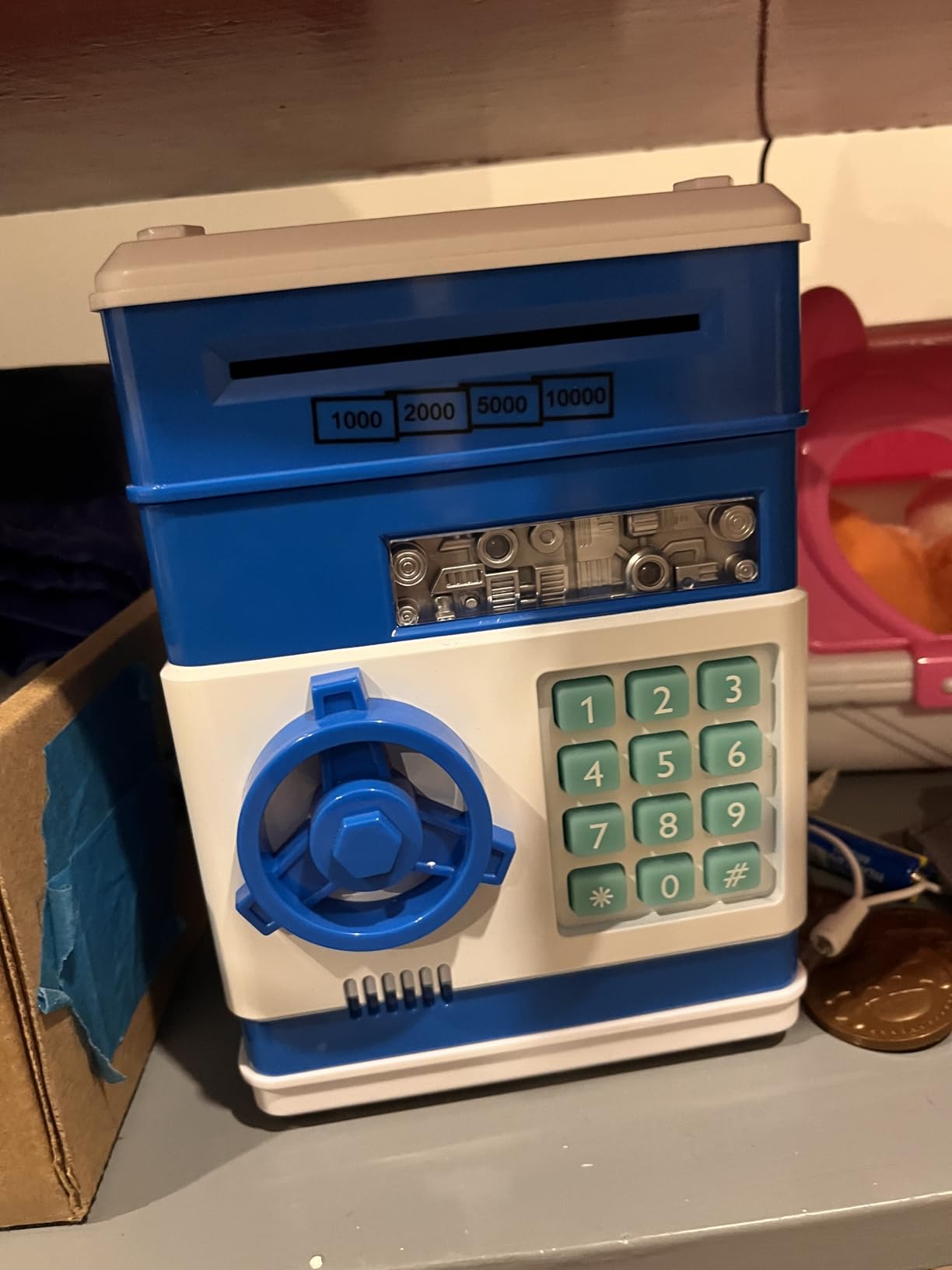 Refasy Piggy Bank Cash Coin Can ATM Bank Electronic Coin Money Bank for Kids Age 3-12, Money Savings Box Mini ATM Coin Bank Toys Gifts for 3 4 5 6 7 8 9 10 11 12 Year Old Boys Girls Customer Review Refasy Piggy Bank Cash Coin Can ATM Bank Electronic Coin Money Bank for Kids Age 3-12, Money Savings Box Mini ATM Coin Bank Toys Gifts for 3 4 5 6 7 8 9 10 11 12 Year Old Boys Girls - Customer Photo 1