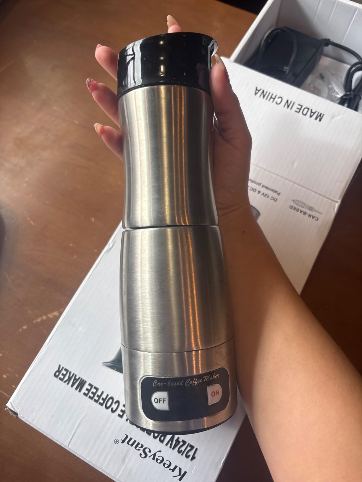 12V Coffee Maker for Car, Portable Coffee Maker with 24V for Truck, Stainless Steel Self-Heating 150ml Car Espresso Machine for Camping, RV, Travel - Customer Photo 1