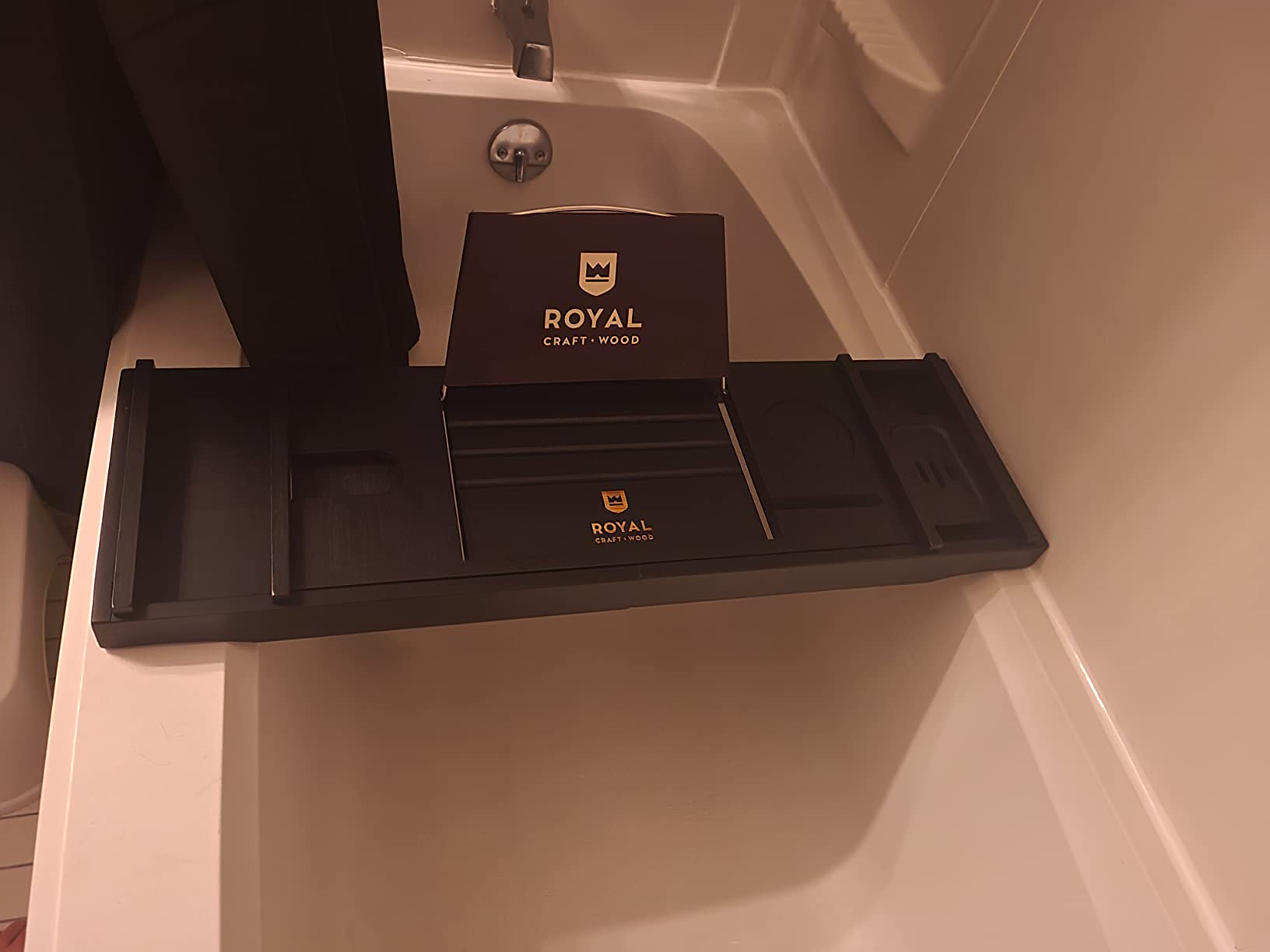 ROYAL CRAFT WOOD Premium Foldable Bathtub Tray - Wood Bath Tray for Tub, Bamboo Bathtub Shelf, Expandable Bath Table Tray, Luxury Bathtub & Bathroom Accessories for New Home & Unique Gift for Women - Customer Photo 1