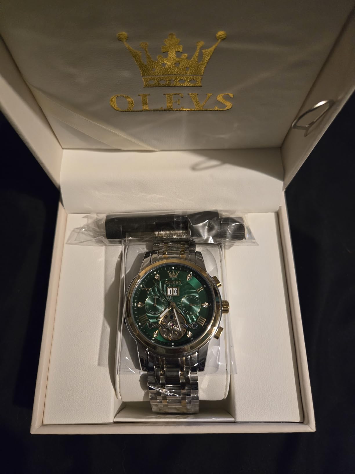 Men Automatic Watch Skeleton 5 Hands Mechanical Classic Luxury Multi Calendar Stainless Steel Waterproof Luminous Wrist Watch for Men - Customer Photo 1