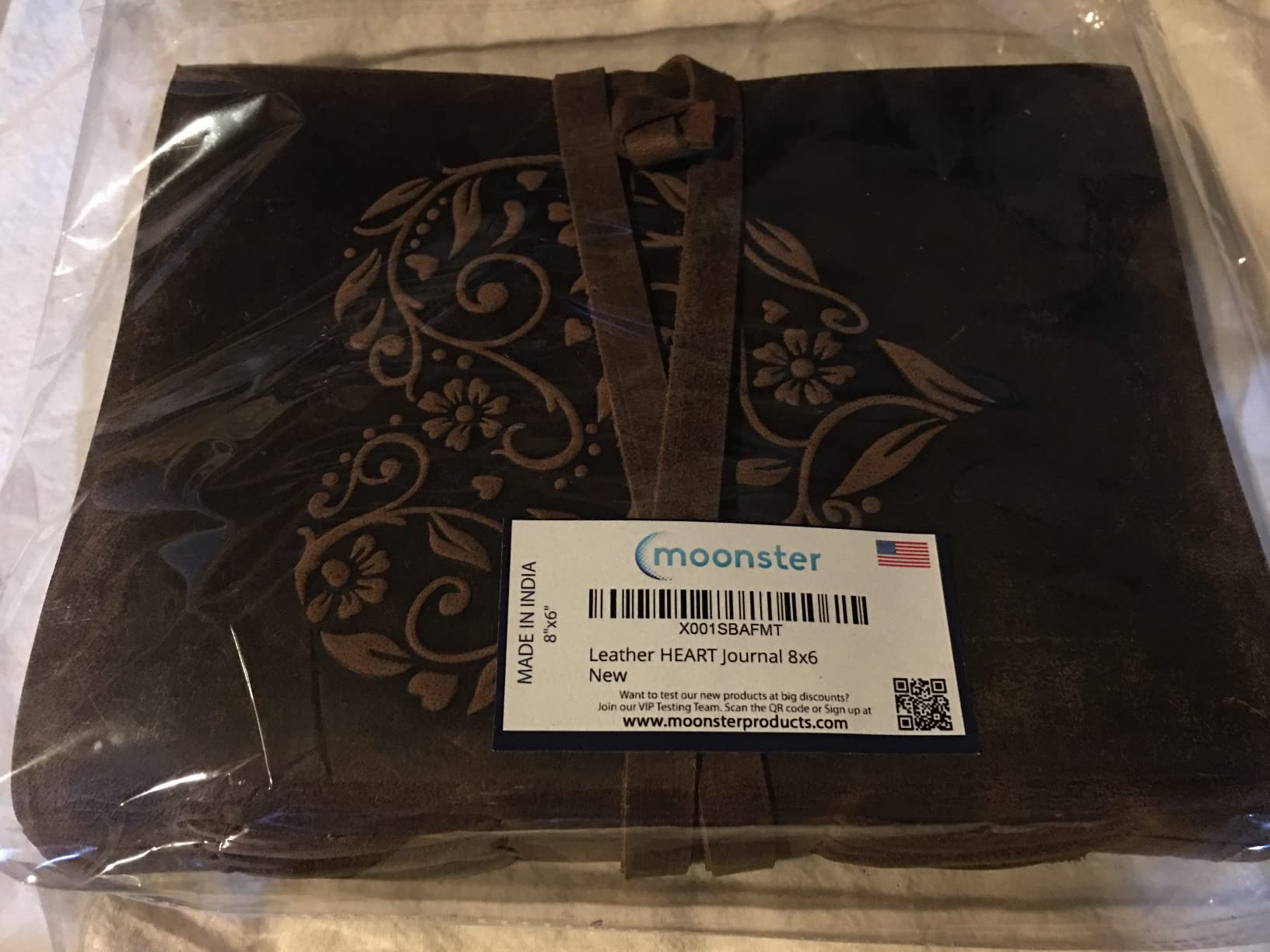 moonster Leather Journal with Embossed Heart Shape - Non Refillable 8x6″ Lined Notebook - 400 Pages College Ruled Kraft Paper - Inspirational Small Notebook - Leather Journals for Women - Customer Photo 2