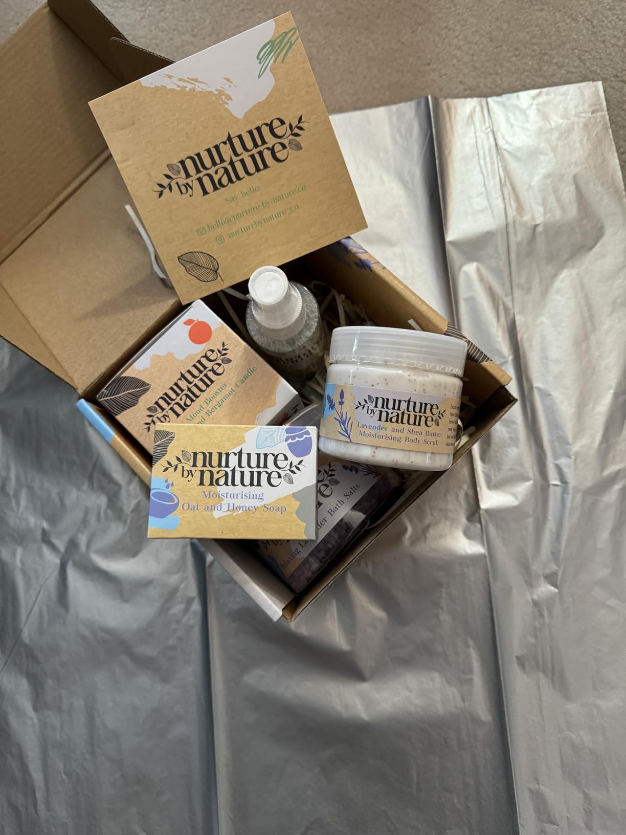 NURTURE BY NATURE Relax & Calm Christmas Gift Basket – Spa Gifts for Women with Bath Bomb, Hand Cream, Lavender Pillow Mist & Scented Candle - Vegan - Stocking Stuffers, Holiday Gifts, Gifts for Mom - Customer Photo 2