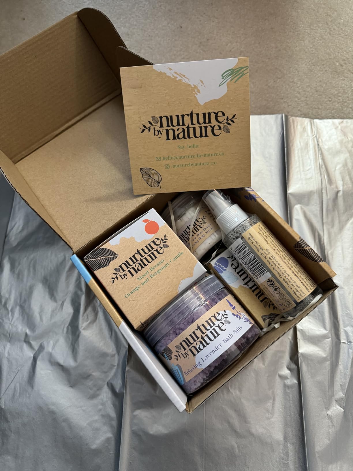 NURTURE BY NATURE Relax & Calm Christmas Gift Basket – Spa Gifts for Women with Bath Bomb, Hand Cream, Lavender Pillow Mist & Scented Candle - Vegan - Stocking Stuffers, Holiday Gifts, Gifts for Mom - Customer Photo 2