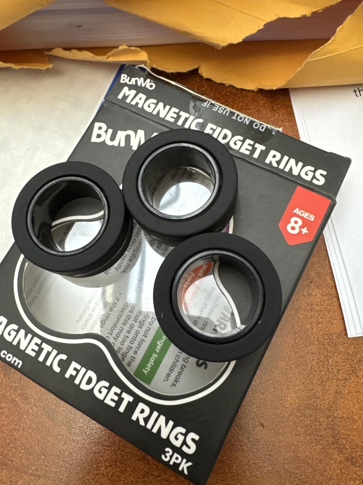 BUNMO Magnetic Rings Stocking Stuffers for Teens - Fidget Toys Adults - Stocking Stuffers for Boys - Magnetic Fidget Rings - Improved Stronger Magnets - Great Teen Gift - Black - Customer Photo 2