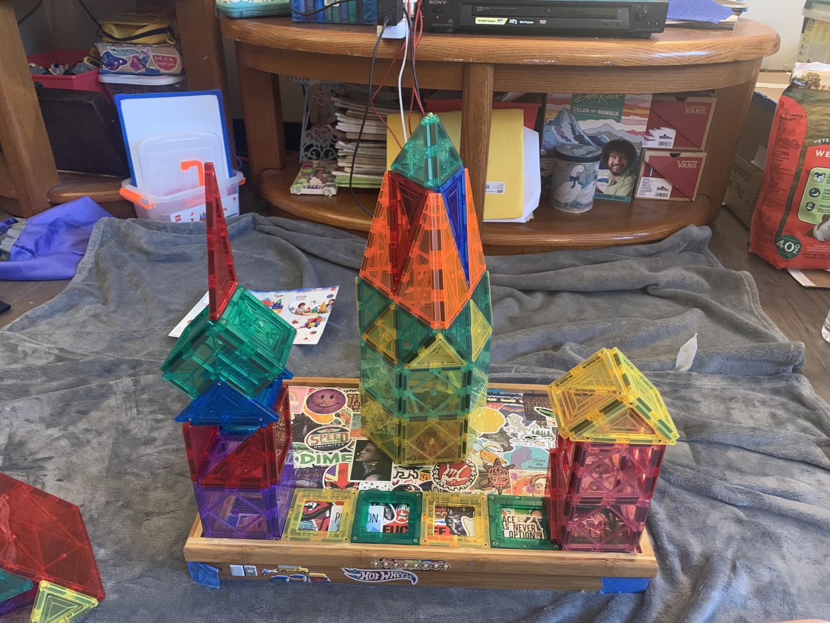 PLAYVIBE Magnetic Tiles 60 Pcs, 3D Magnet Tiles Building Blocks for STEM Learning, Montessori Toys Boy and Girl Toys, Magnetic Blocks, Learning Toddler Toys, Playing Magtiles for Classroom, Home - Customer Photo 2