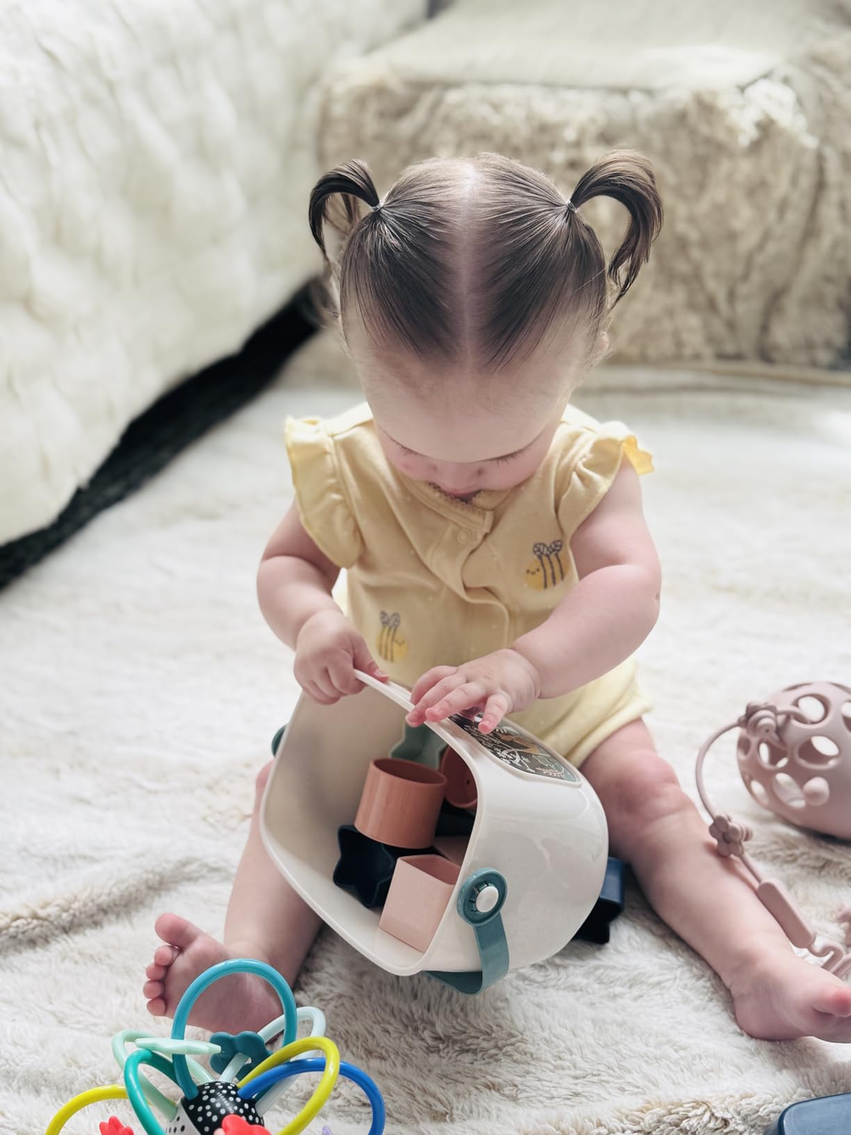 Fisher-Price Stacking Toy Baby's First Blocks Set of 10 Shapes for Sorting Play for Infants Ages 6+ Months, Navy Fawn (Amazon Exclusive) - Customer Photo 1