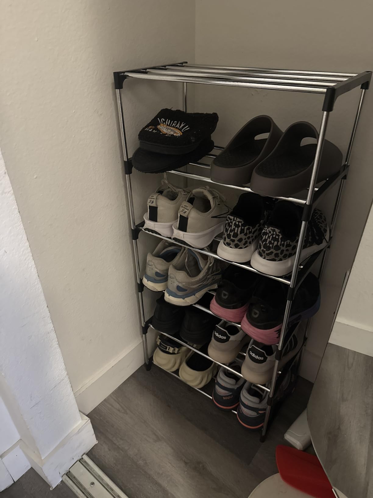 Stackable Small Shoe Rack, Entryway, Hallway and Closet Space Saving Storage and Organization (4-Tier, Pink) - Customer Photo 2
