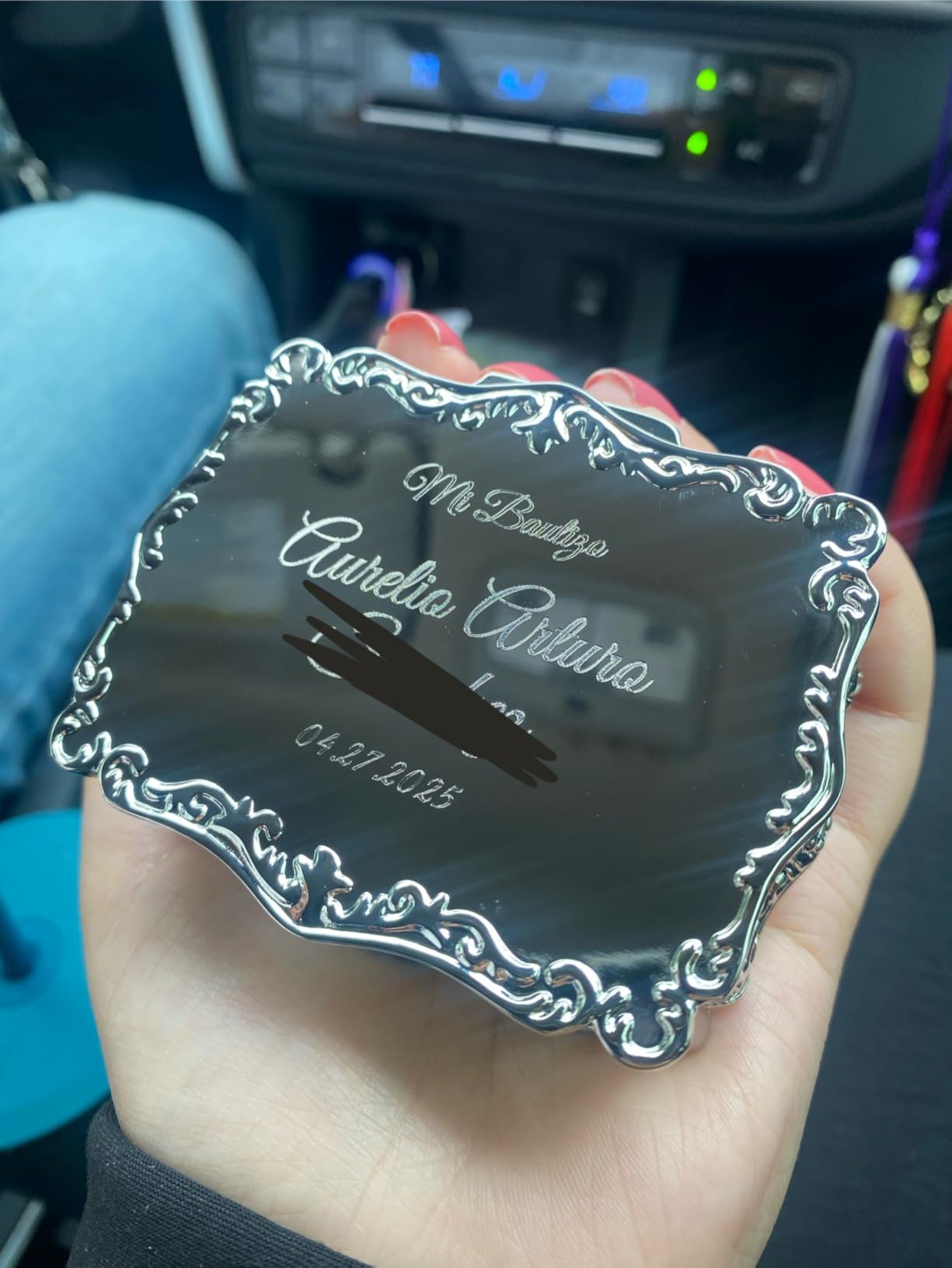 Cherished Moments Personalized Small Rectangle-Shaped Jewelry Keepsake Box with Custom Engraved Name or Initials, Silver Toned - Customer Photo 1