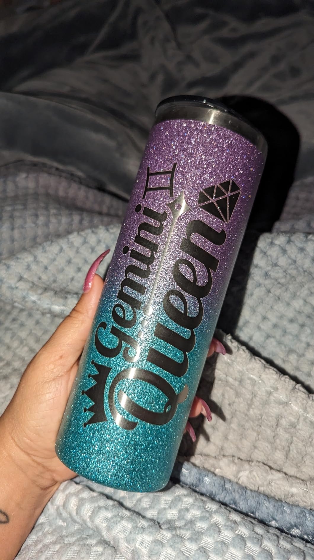 Onebttl Zodiac Gifts for Women, Best Friend Birthday Gifts for Her, 20oz Stainless Steel Tumbler, Engraved Logo Blue and Purple, Taurus - Customer Photo 2