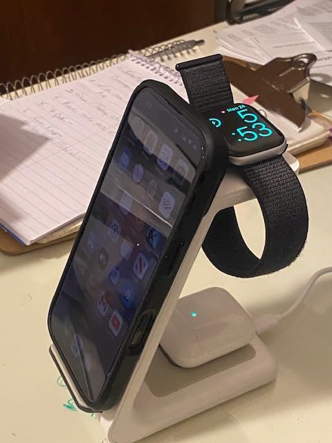 3 in 1 Wireless Charging Station, 2025 Upgraded Fast Desk Charger Station for iPhone 17 16 15 14 13 12 Pro Max Plus, Charger Stand for Apple Watch 11 10 9 8 7 6 5 4 3 2 Ultra SE, Airpods 4 3 2 Pro Customer Review 3 in 1 Wireless Charging Station, 2025 Upgraded Fast Desk Charger Station for iPhone 17 16 15 14 13 12 Pro Max Plus, Charger Stand for Apple Watch 11 10 9 8 7 6 5 4 3 2 Ultra SE, Airpods 4 3 2 Pro - Customer Photo 2