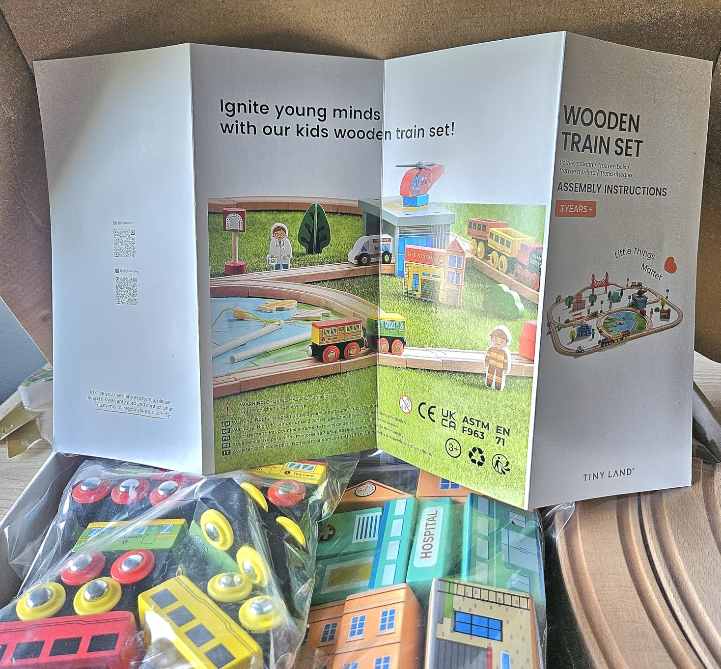 Tiny Land 110PCS Wooden Train Set – Toy Train with Tracks for Kids Ages 3-7, Compatible with Major Brands, Ideal Railway Playset for Boys and Girls, Great Birthday - Customer Photo 0