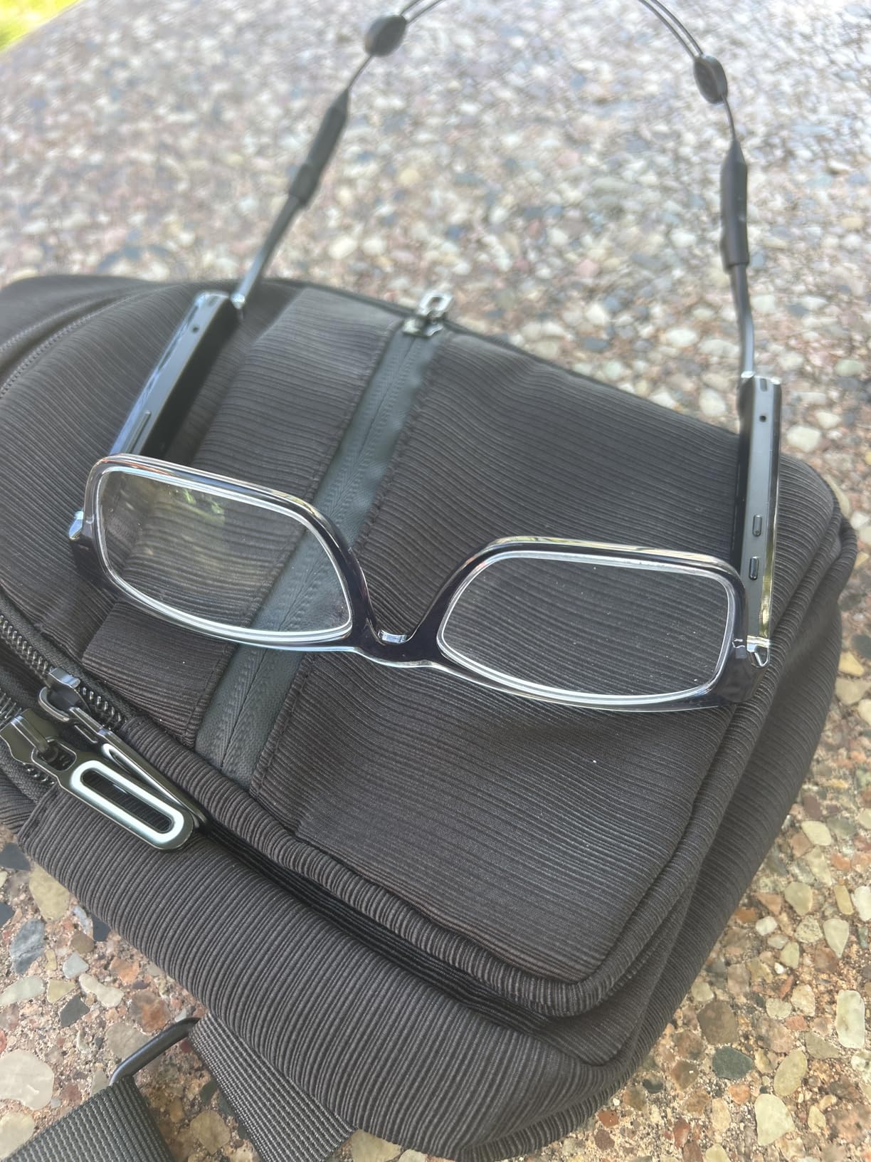 Amazon Echo Frames (newest model), Smart glasses with Alexa+ Early Access, Rectangle frames in Classic Black with blue light filtering lenses - Customer Photo 2