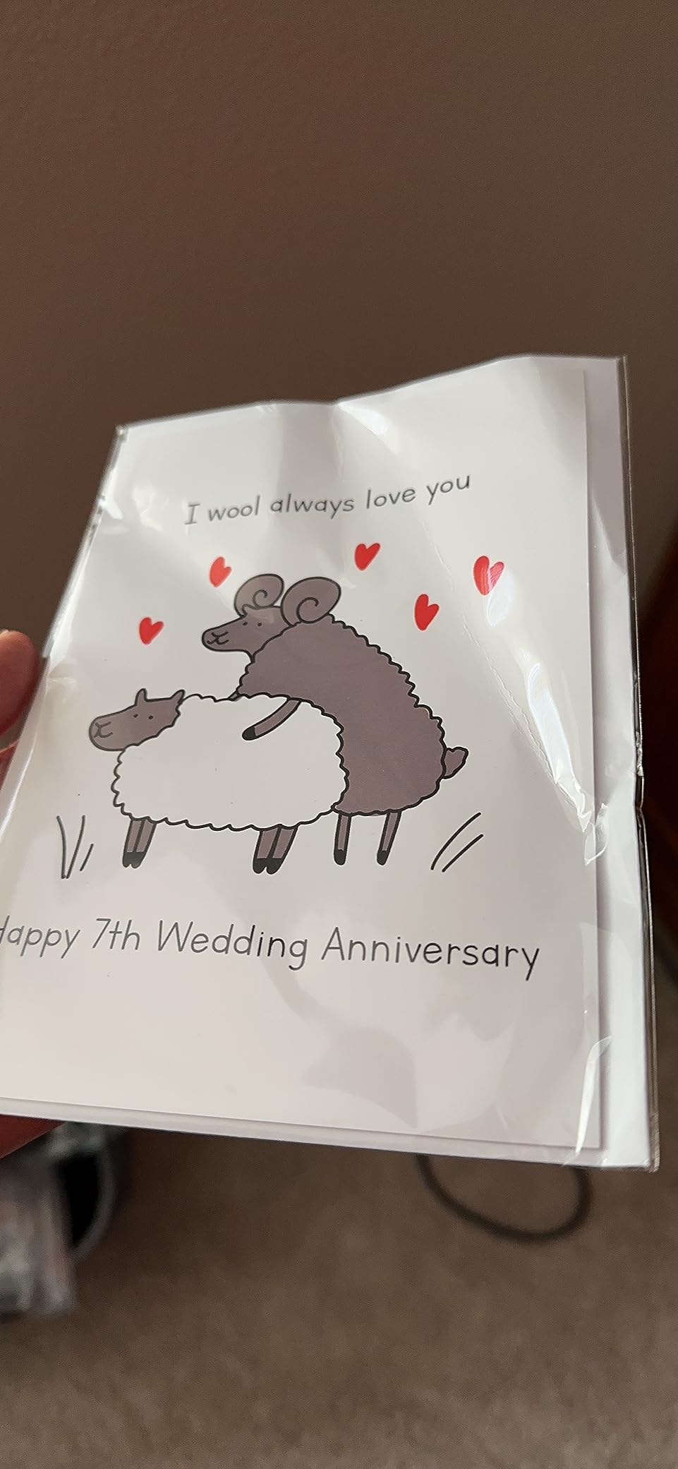 I Wool Always Love You Happy 7th Wedding Anniversary Greeting Card | Wool 7 Year Funny Wedding Anniversary Card, Seventh Anniversary Card For Husband Or Wife, Him Or Her, Wool Joke Anniversary Card Customer Review I Wool Always Love You Happy 7th Wedding Anniversary Greeting Card | Wool 7 Year Funny Wedding Anniversary Card, Seventh Anniversary Card For Husband Or Wife, Him Or Her, Wool Joke Anniversary Card - Customer Photo 2