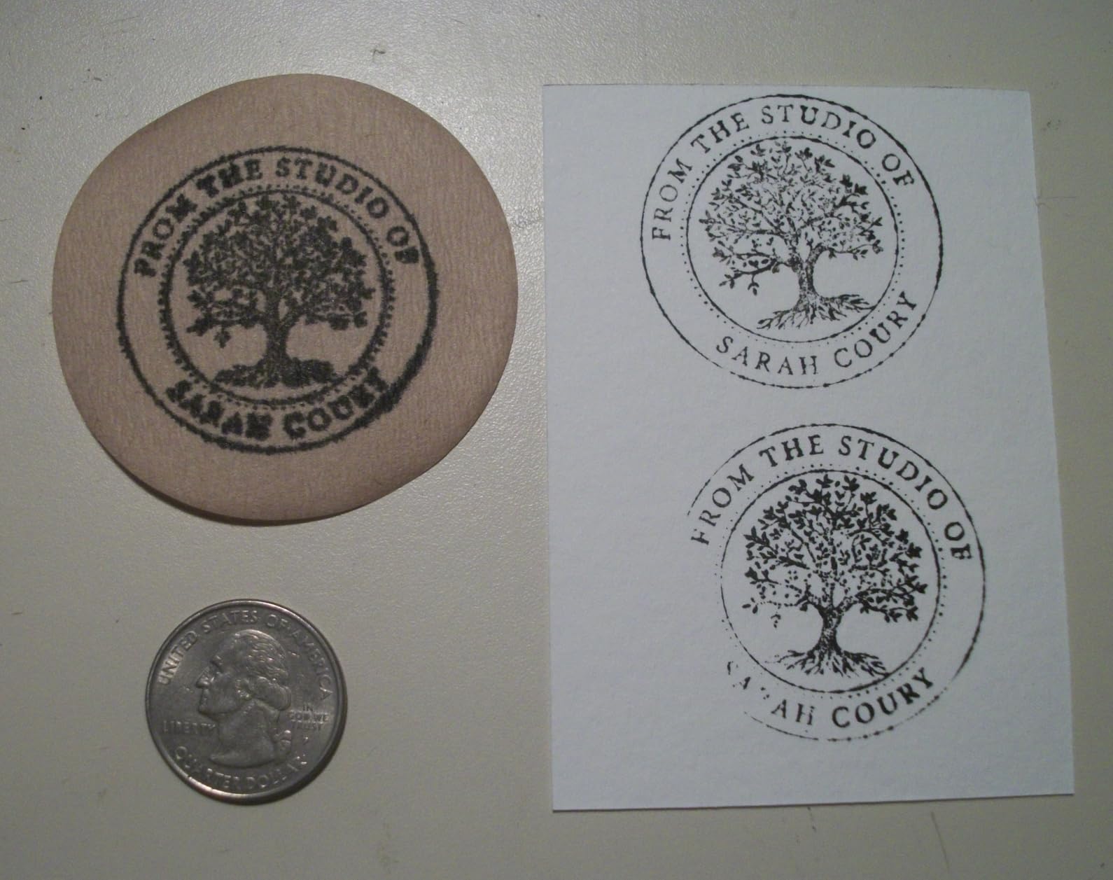 Pickled Stamps from The Library of | Ex Libris | Floral Book Stamp | Personalized Book Embosser | Custom Library Embosser | Self-Inking Wood Handle Floral 2 - Customer Photo 1