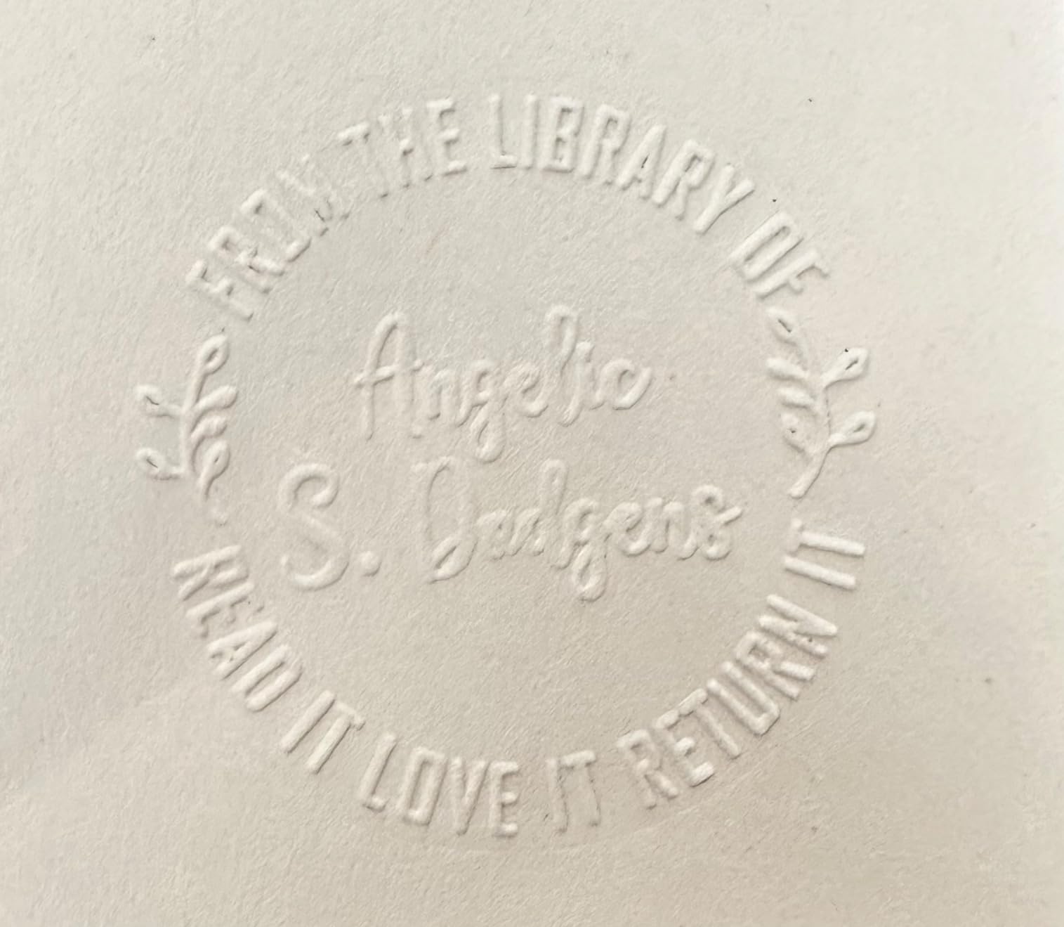 Book Embosser Personalized from The Library of | Ex Libris | Floral Stamper | Custom Library Stamps | Monogram Self-Inking Wood Handle (Floral 3) - Customer Photo 1