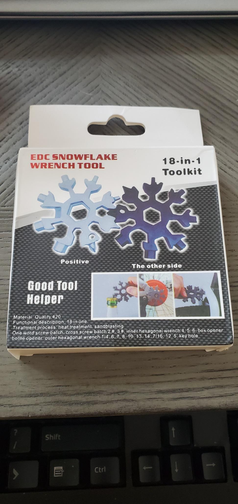 Desuccus 18-in-1 Snowflake Multi Tool, Stainless Steel Snowflake Bottle Opener/Flat Phillips Screwdriver Kit/Wrench, Durable and Portable to Take, Great Christmas Gift - Customer Photo 2