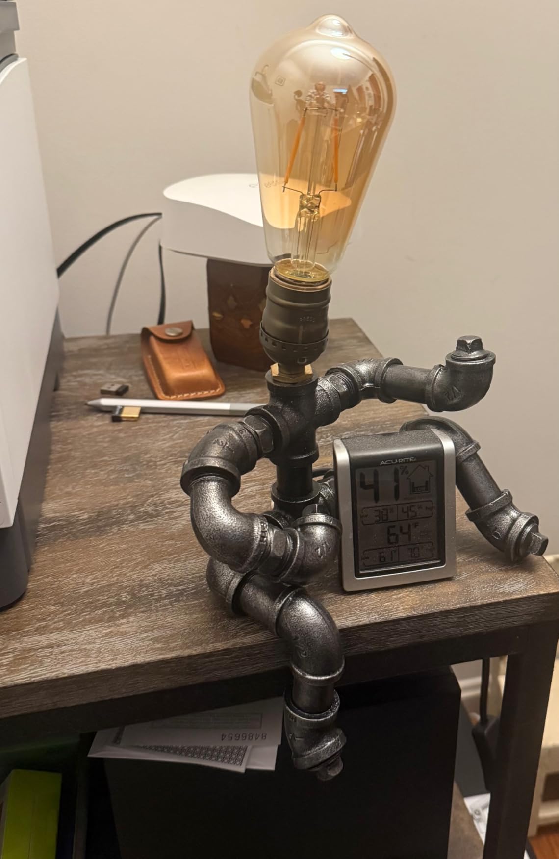 Steampunk Industrial Guitar Lamp - Unique Table Lamp/Desk Lamp with Edison Bulb, Vintage Decorative Lamp for Men, Guitar Lovers & Musicians, Creative Unusual Music-Themed Gift - Customer Photo 1