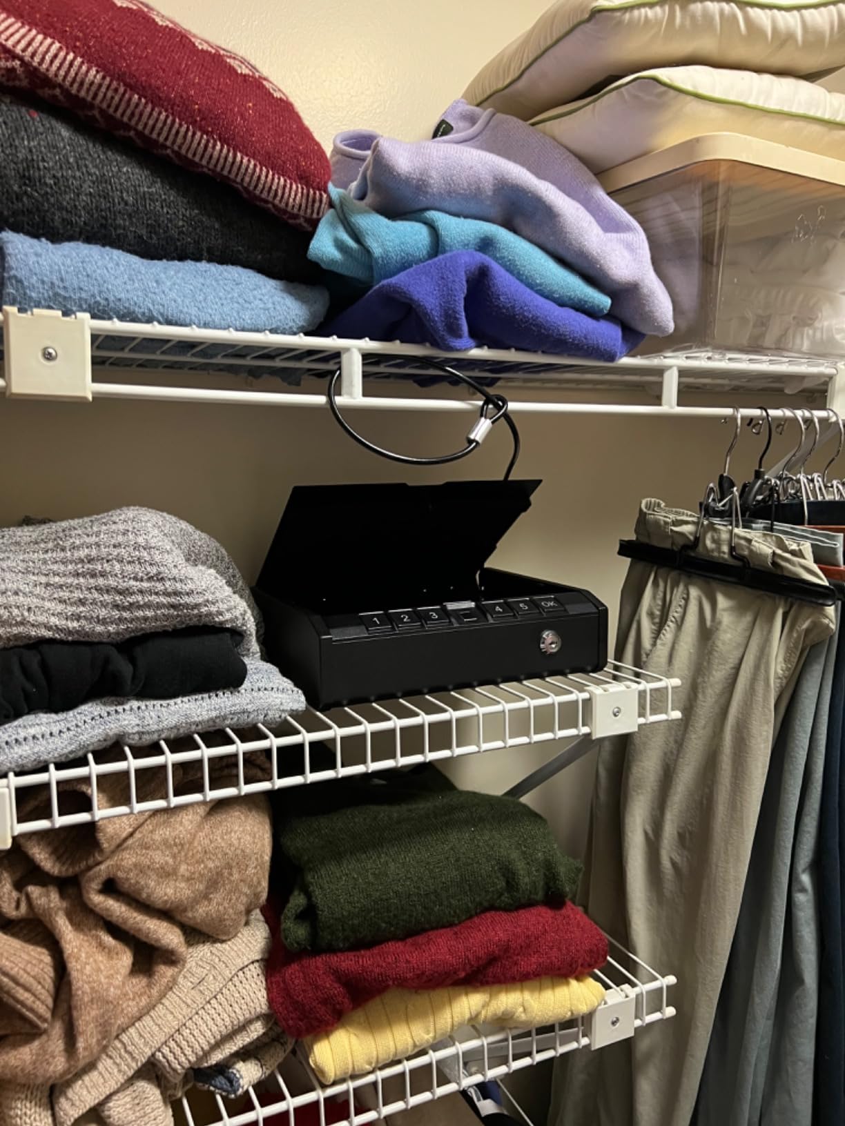 AINIRO Gun Safe for Pistols - Biometric Gun Safe for Handgun, Quick-Access Gun Lock with Fingerprint Identification or Key Pad, Storage Home Bedside Nightstand Car - Customer Photo 2