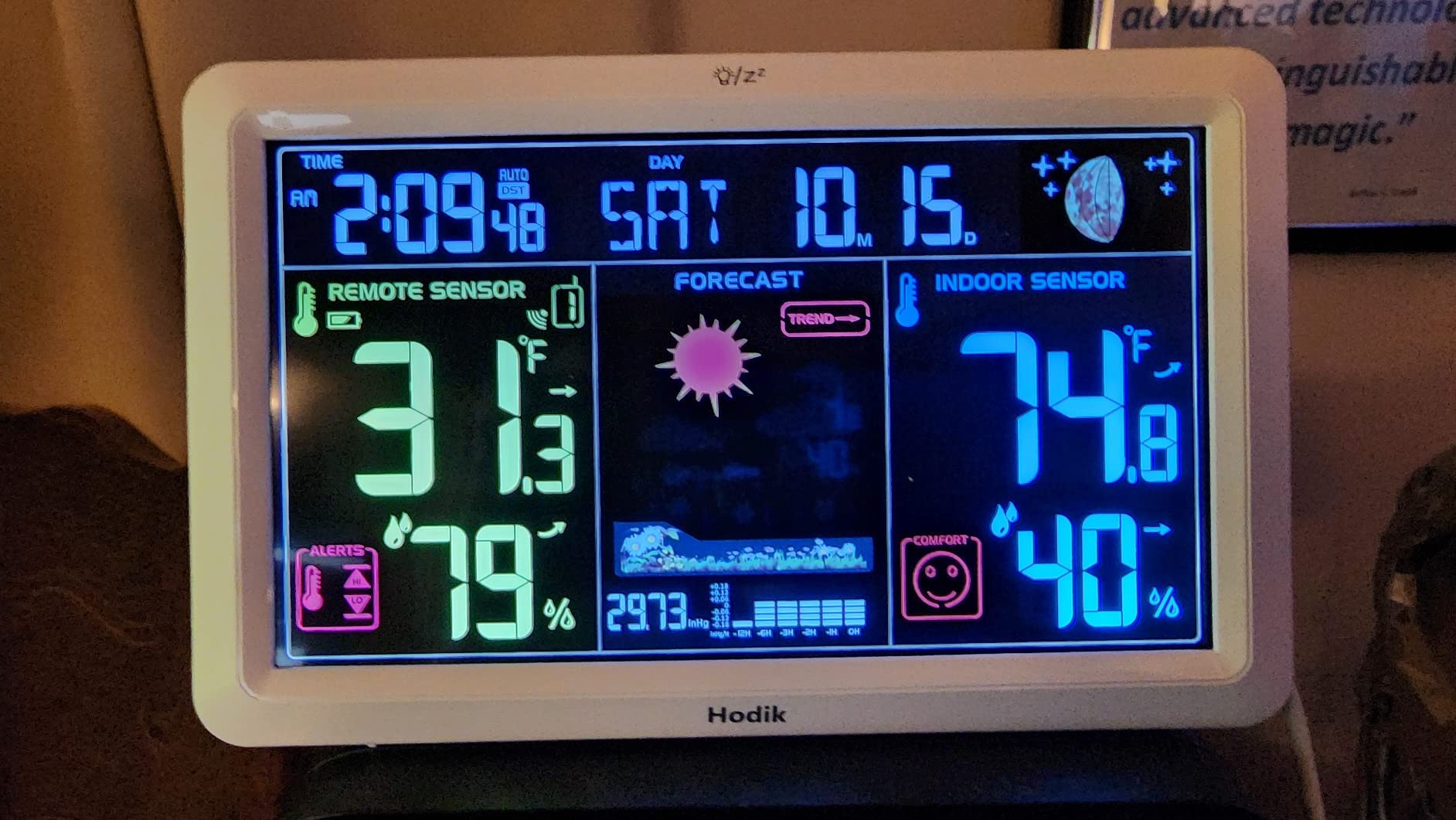 Weather Station with Atomic Clock Indoor Outdoor Thermometer Wireless, Humidity and Temperature Monitor Barometer Hygrometer with High Precision Sensor White - Customer Photo 2