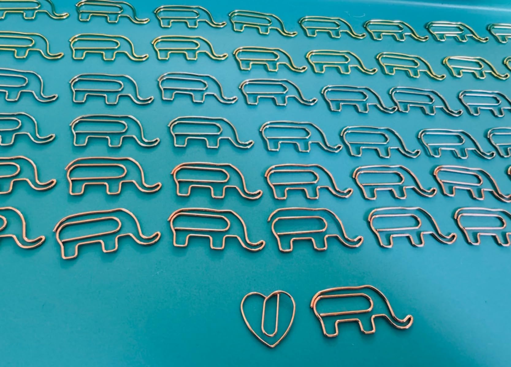 Cute Elephant Shaped Paper Clips Bookmarks, Funny Elephant Office Supplies Gifts Christmas Stocking Stuffers Gifts, Silver 60 Pcs - Customer Photo 3