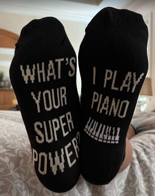 Music Gifts for Men Women - Piano Guitar Socks for Player with Greeting Card - Customer Photo 1