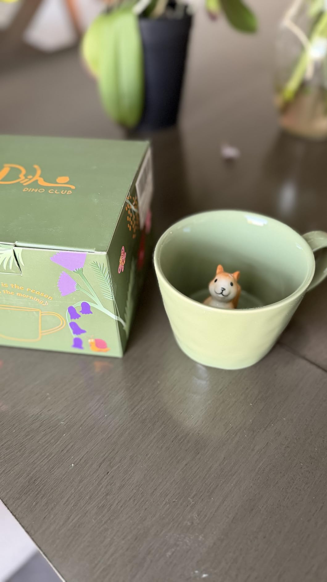 DIHOclub Cow Ceramic Cup Hidden 3D Animal Inside Mug,Cute Cartoon Handmade Figurine Mugs,Holiday and Birthday Gift for Coffee Milk Tea Lovers,12 OZ(White,Black) - Customer Photo 2