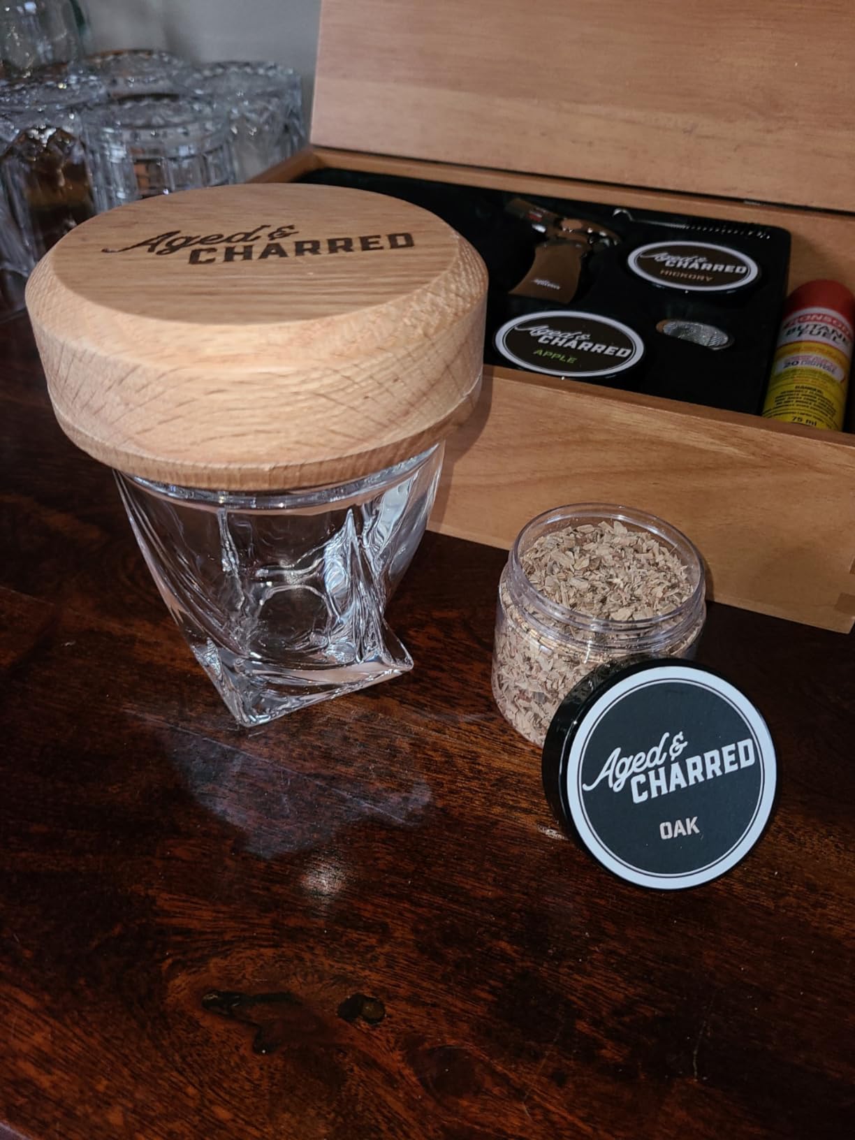 Whiskey Cocktail Smoker Kit with Torch, Old Fashioned Syrup & 8 Flavors Wood Chips - Premium USA Oak Smoker - Old Fashioned Smoker Kit - Bourbon Gifts for Men (with Butane) - Customer Photo 2