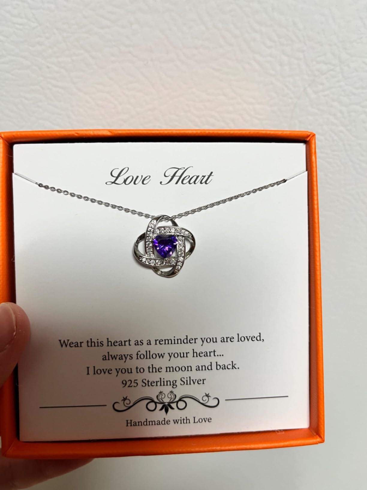 Iefil 925 Sterling Silver Love Knot Birthstone Necklace, Natural or Created Gemstone, Anniversary Birthday Gifts for Women, Jewelry Gifts for Wife Mom Girlfriend - Customer Photo 1