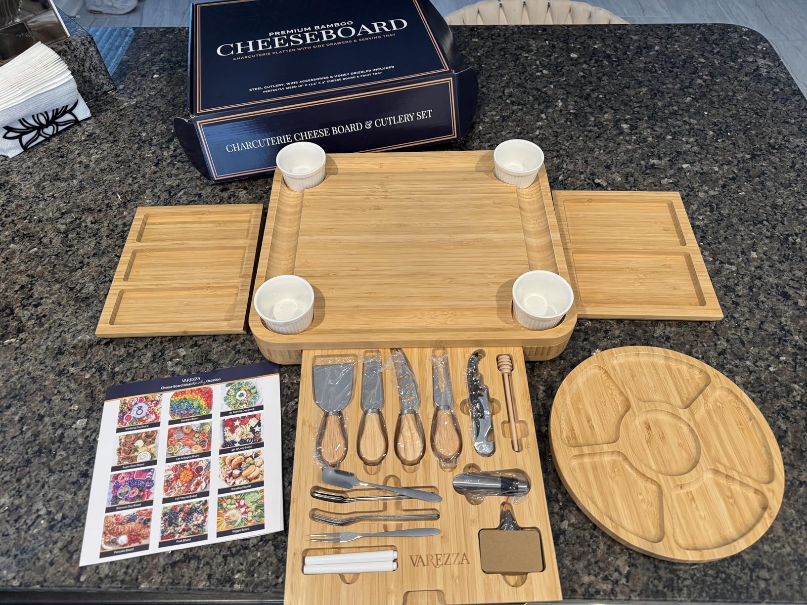 Charcuterie Boards Set – Large Bamboo Cheese Board & Platter with Charcuterie Accessories, Housewarming Gifts for New Home, Christmas, Bridal Shower, New House Gift - Customer Photo 2