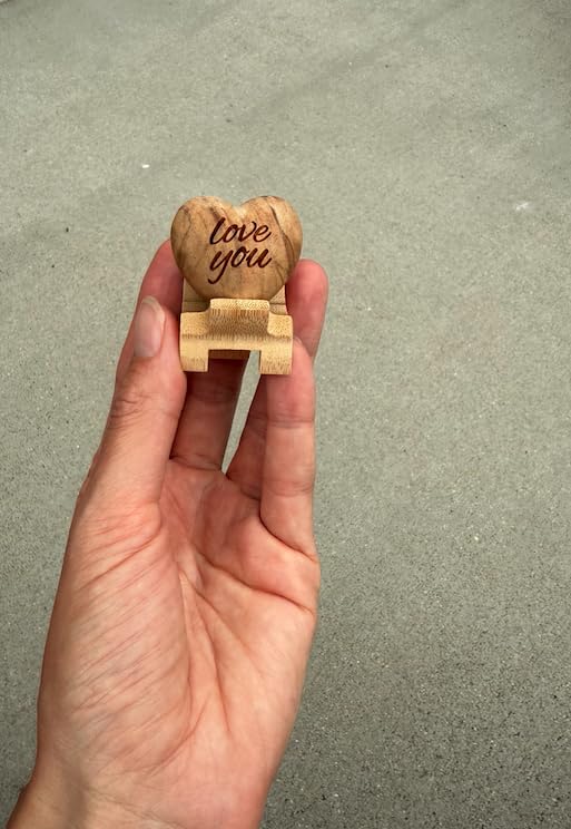 Carved Wooden Heart Shape Gifts - You are My Heart - Engraved Olive Wood with Bamboo Stand - 5 Year Wooden Anniversary for Her or Him - Christmas, Valentines Day, Wedding, Birthday, Mothers Day - Customer Photo 1