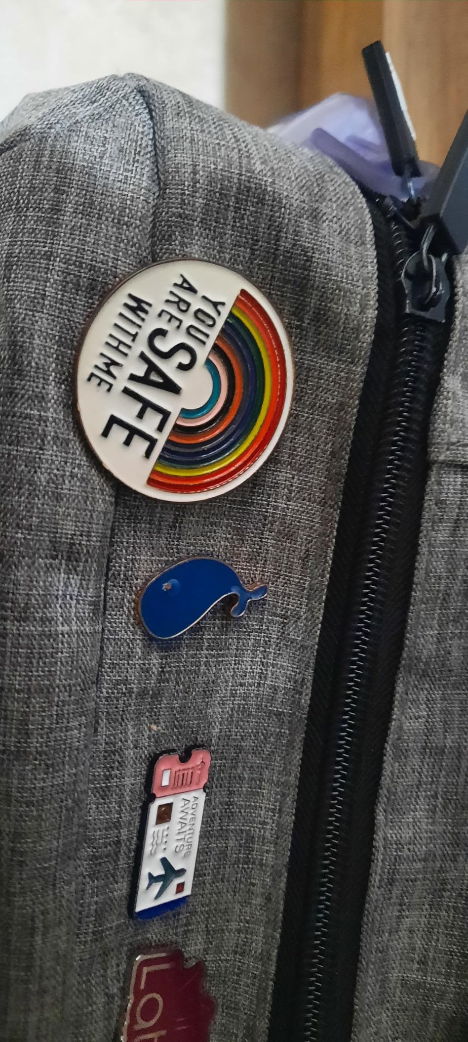 You are Safe with Me Pin, Pride Pins, Ally Pin, Enamel pins, lgbtq pins, Nurse Doctor Medical Students Pins, Rainbow Brooch Pins for Backpacks Clothing Hat Lanyard Scarf, Funny Badge Jewelry Gift - Customer Photo 1